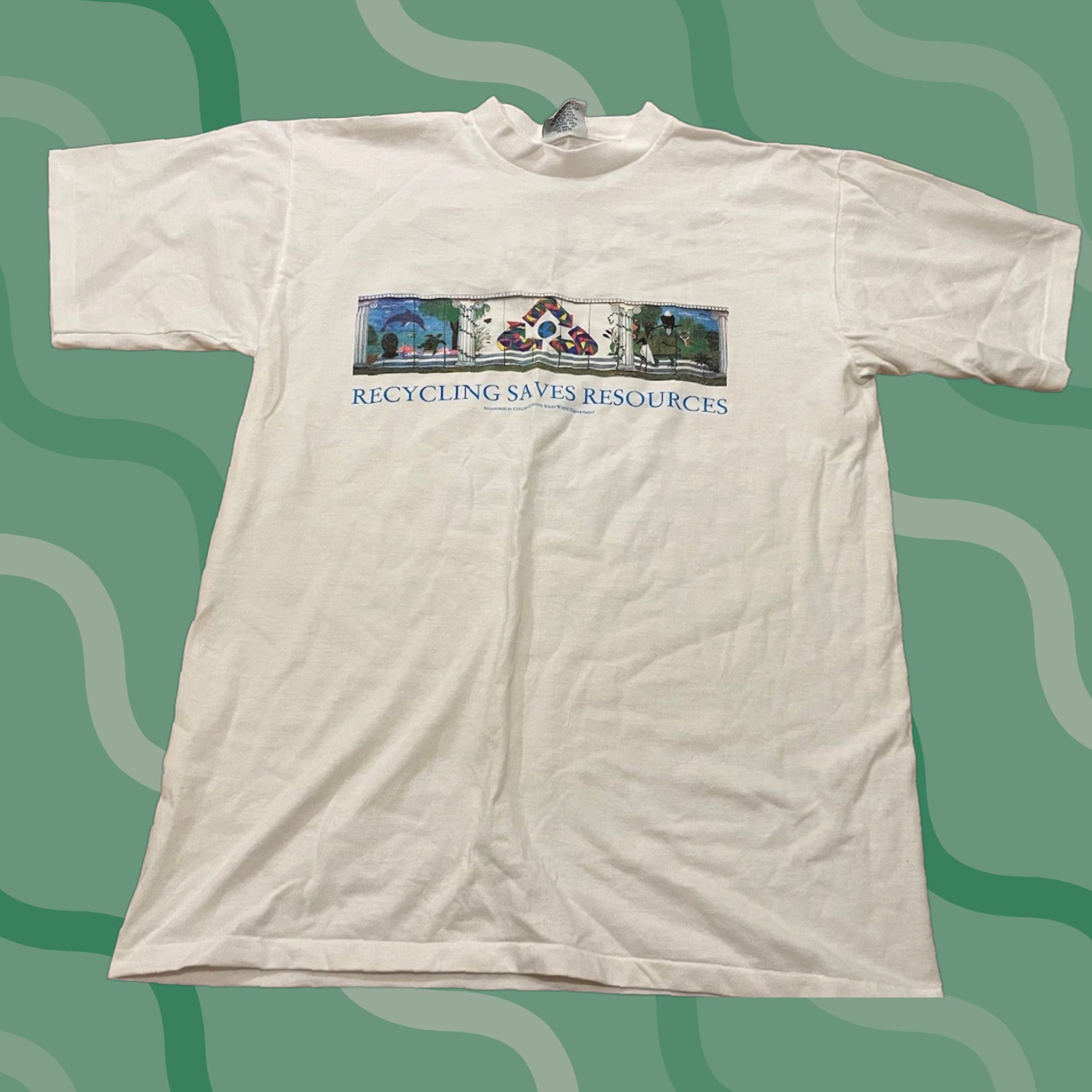 Fruit Of The Loom VINTAGE Earth Shirt Mens L White Nike? Size US L / EU 52-54 / 3 - 1 Thumbnail