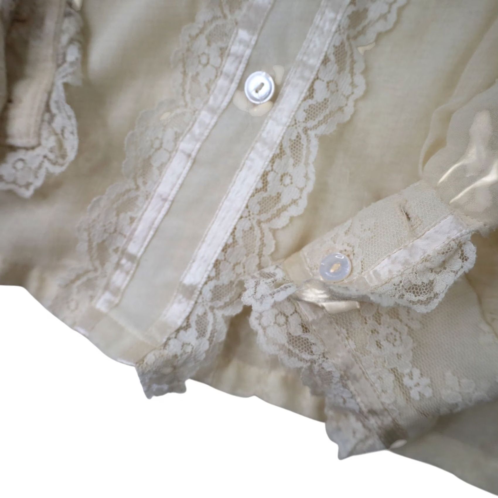 Vintage VINTAGE Gunne Sax Jessica's Gunnies Lace Button Up Shirt Womens 7 Cream Blouse Ladies Women 7s Size M / US 6-8 / IT 42-44 - 5 Thumbnail