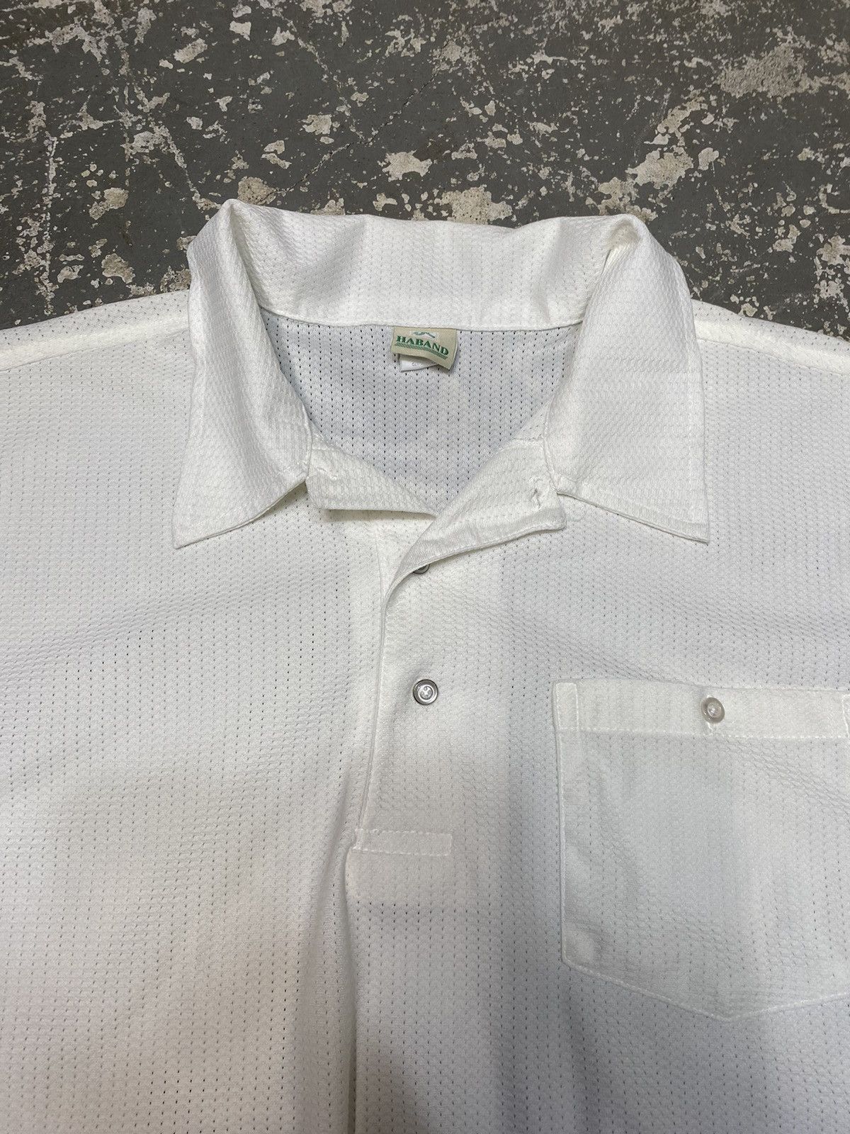 Haband × Vintage Vintage Haband White Summer Mesh Polo Tshirt Size US L / EU 52-54 / 3 - 5 Thumbnail