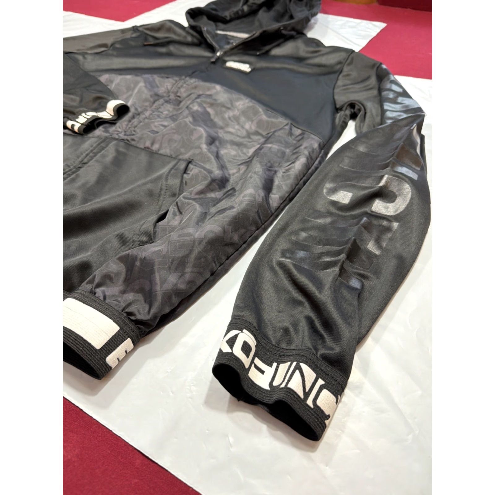 Vintage VINTAGE Ecko Function Black white Hooded Zip Up Athletic Silk Jacket Spellout Mens Med Jacket Size US M / EU 48-50 / 2 - 5 Thumbnail