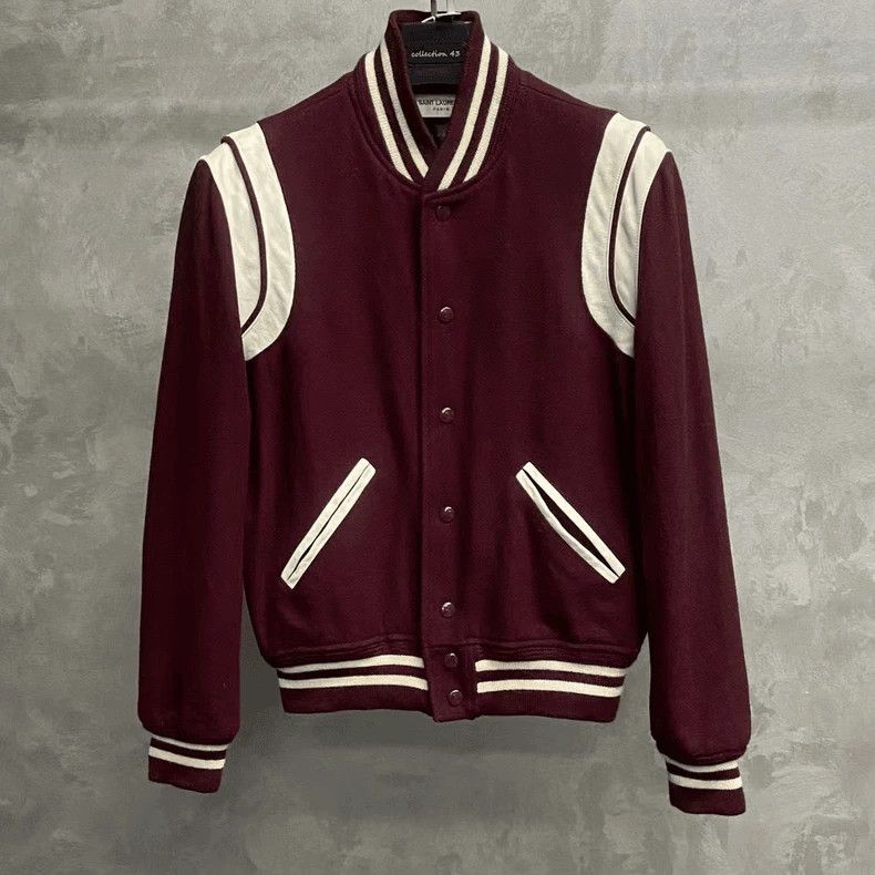 Yves Saint Laurent saint laurentBurgundy patchwork logo Teddy jacket 2503-Next Size US S / EU 44-46 / 1 - 1 Thumbnail