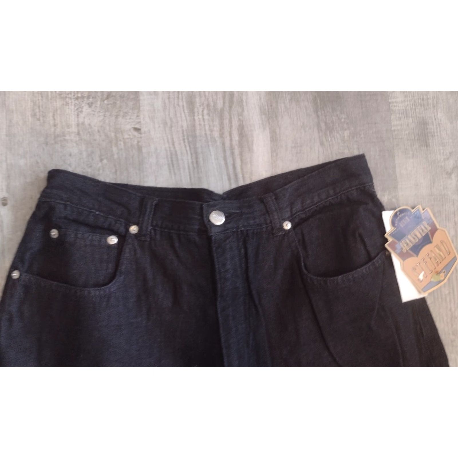 Vintage VINTAGE Stefano High Rise Jeans Women's 14 Denim Black 90s Mom NOS Pattern: Solid, Button, Zip Closure, Pockets, Diamond Side Design - 100% Cotton Size 36" / US 14 / IT 50 - 4 Thumbnail