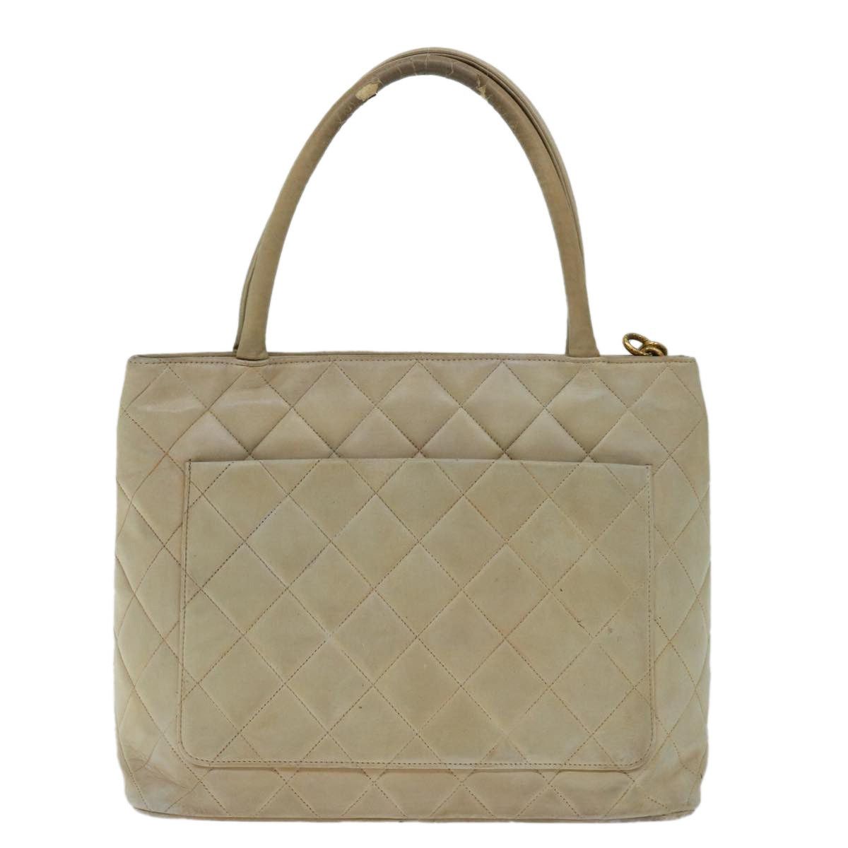 Chanel CHANEL Tote Bag Lamb Skin Beige CC Size ONE SIZE - 3 Thumbnail