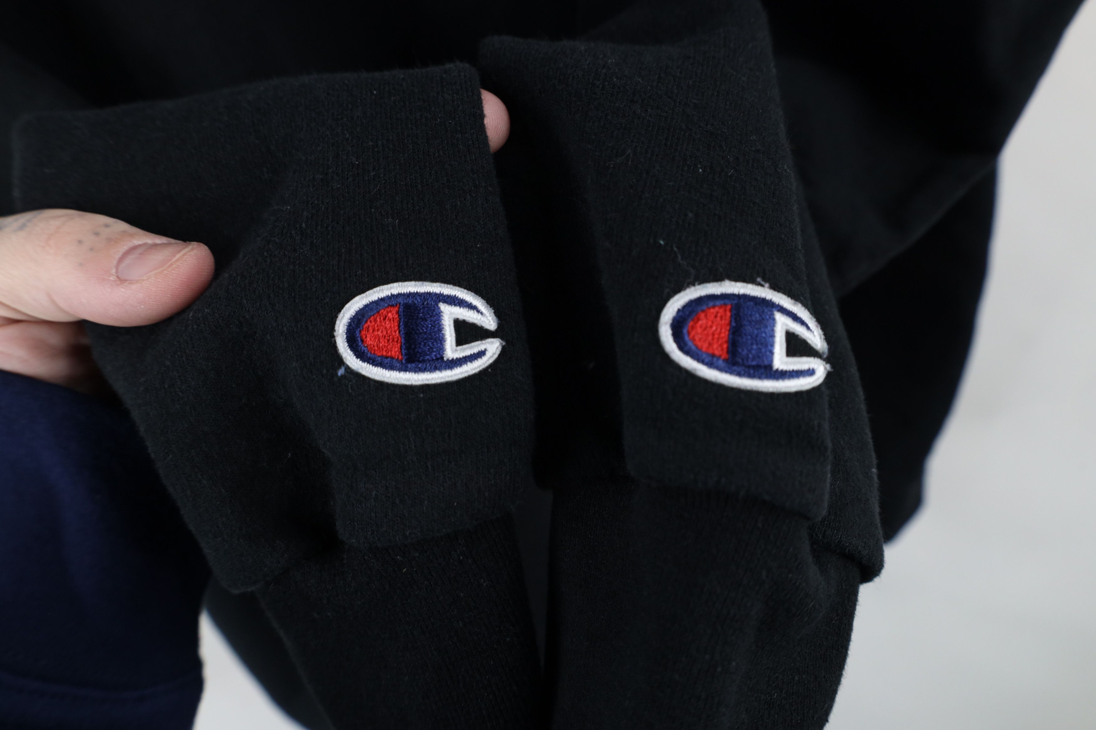 Champion × Vintage Vintage 90s Champion Classic Logo Hoodie Sweatshirt Black Size US L / EU 52-54 / 3 - 4 Thumbnail