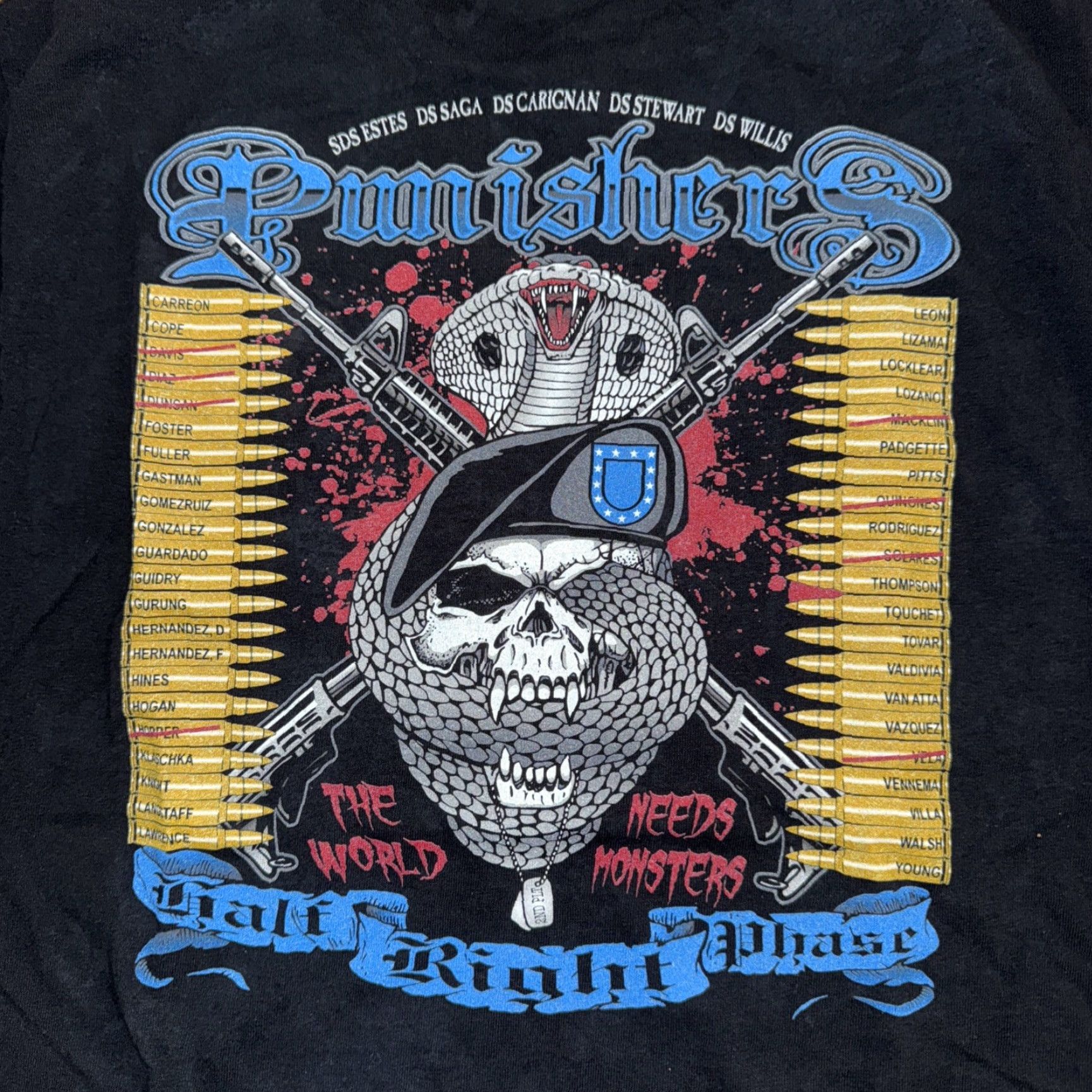 Gildan VINTAGE Gildan Military Punishers T-Shirt Mens Adult Medium Black Fort Benning M Size US M / EU 48-50 / 2 - 2 Thumbnail