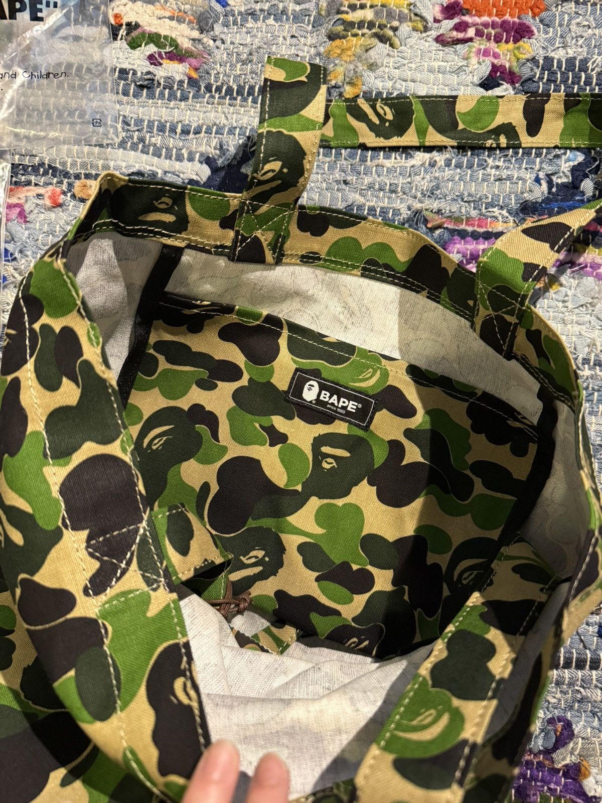 Bape A BATHNIG APE - ABC CAMO TOTE BAG - green Camo 1K80189010 Size ONE SIZE - 5 Thumbnail