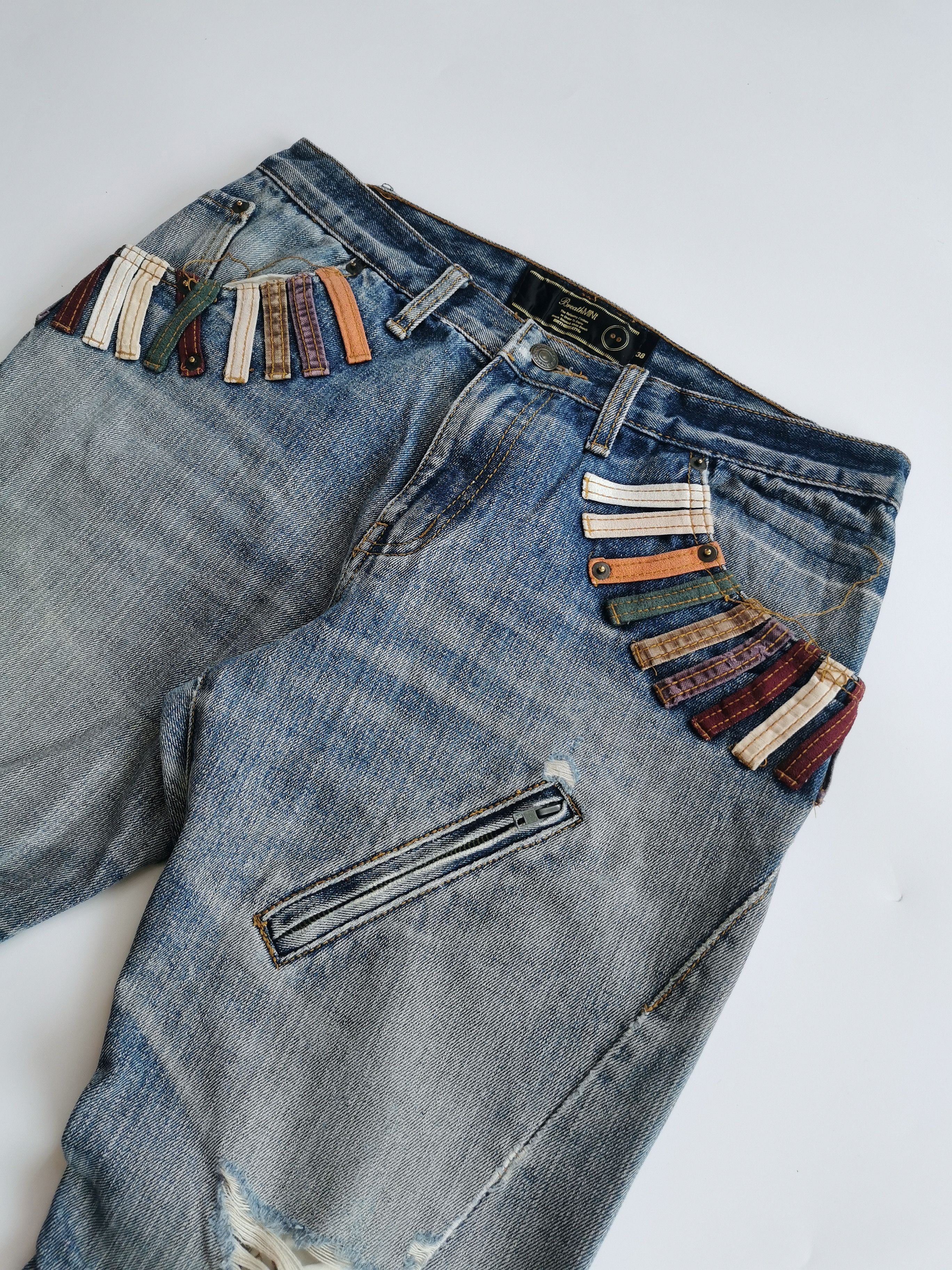 14th Addiction Breath Mint Double Waist Twist Distressed Denim Size US 31 - 11 Thumbnail