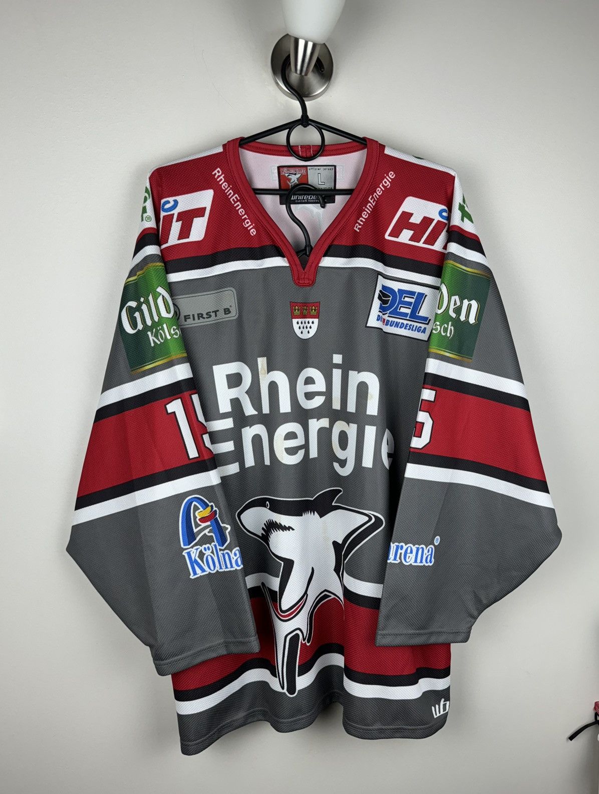 NHL Cologne Sharks jersey 2007/08s Kölne original hokey item Size US L / EU 52-54 / 3 - 2 Thumbnail