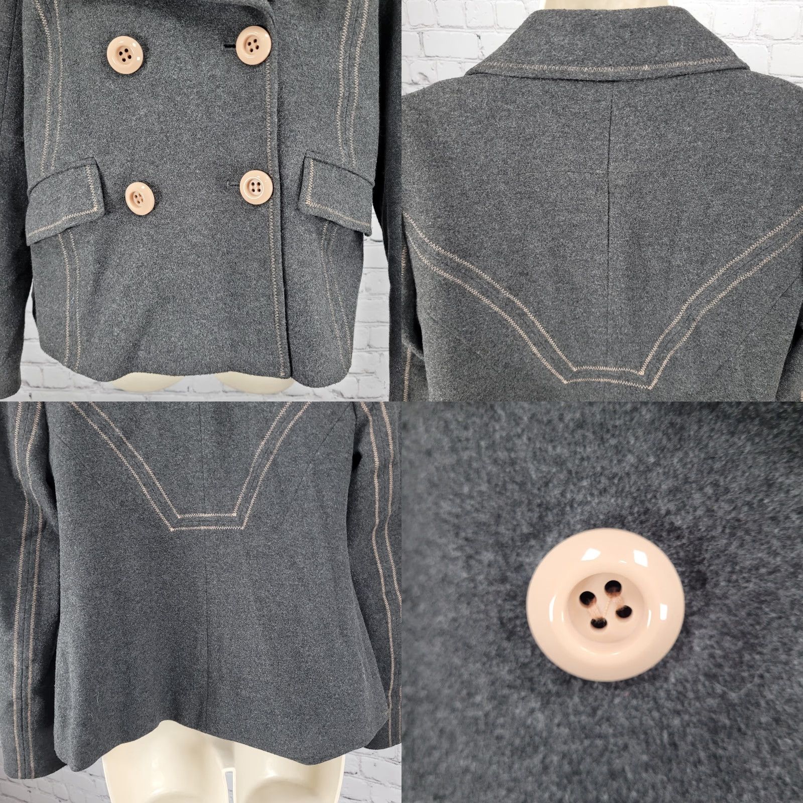 Anthropologie Ett:Twa Anthropologie Grey Double Breasted Buttoned Stretch Lined Jacket 8 Size M / US 6-8 / IT 42-44 - 8 Thumbnail