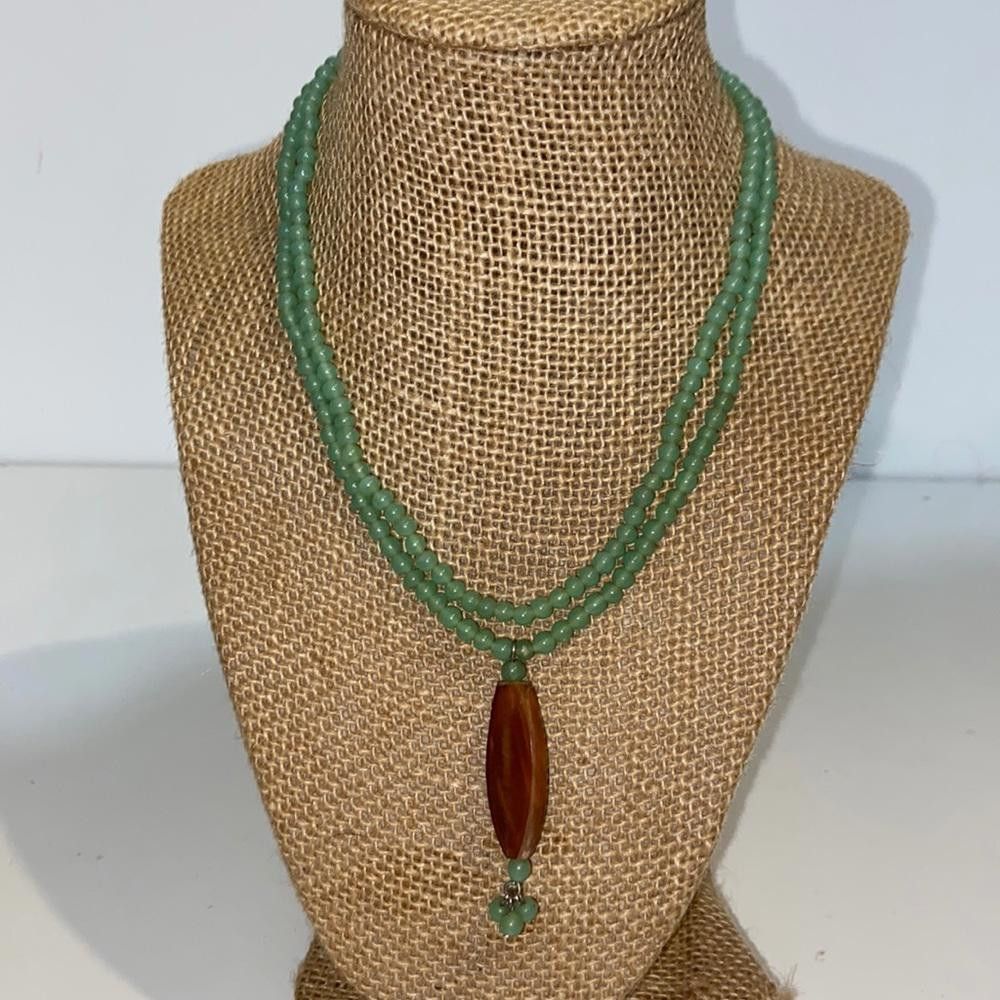 Designer Green Aventurine & Wood Necklace Size ONE SIZE - 2 Thumbnail