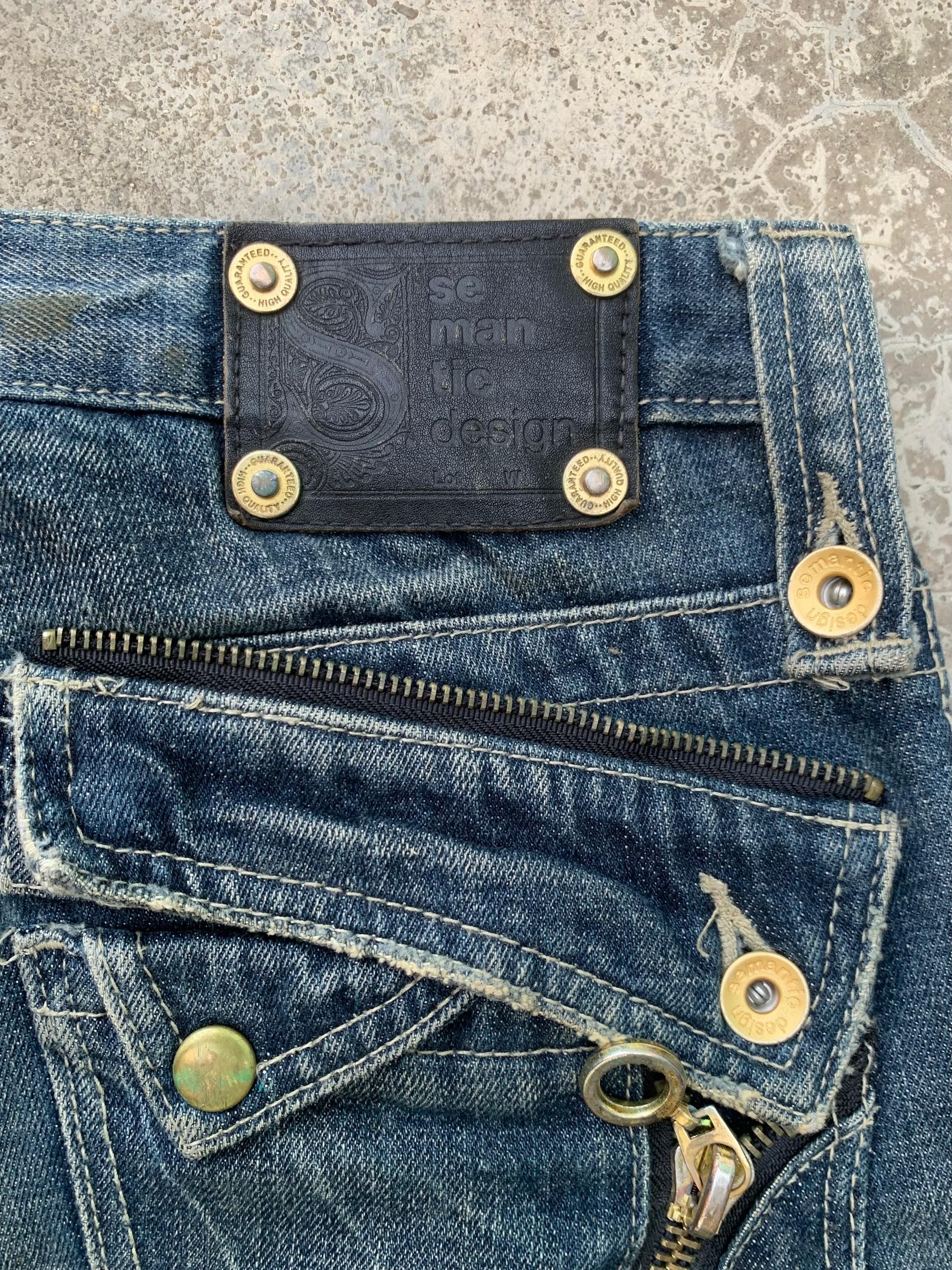 semanticdesign Rare Vtg Semantic Design Denim Flare Jeans Zipper Size US 31 - 7 Thumbnail