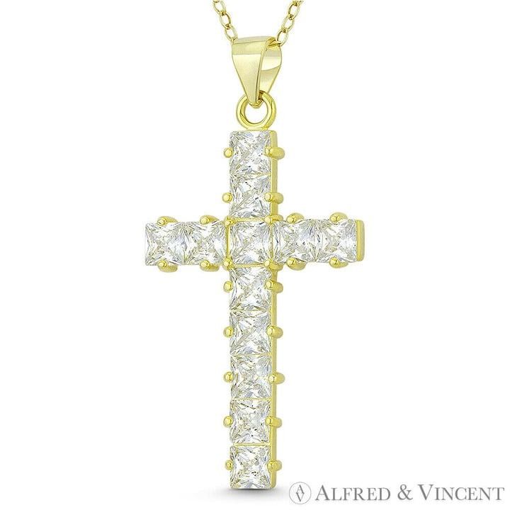 Other 11-Stone Cross CZ Crystal Gold-Plated Pendant Size ONE SIZE - 1 Preview