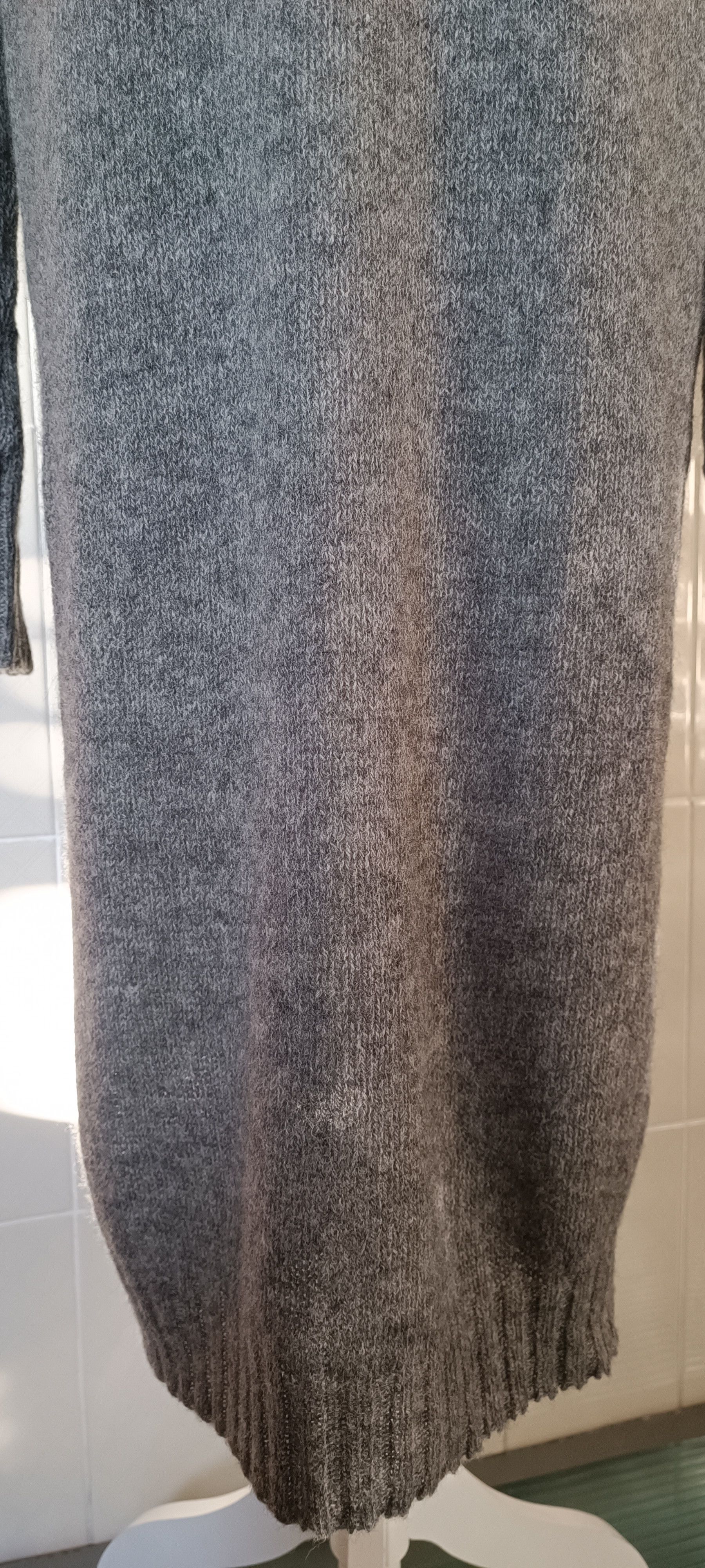 Prada Gray wool maxi dress - V-neckline Size L / US 10 / IT 46 - 4 Thumbnail