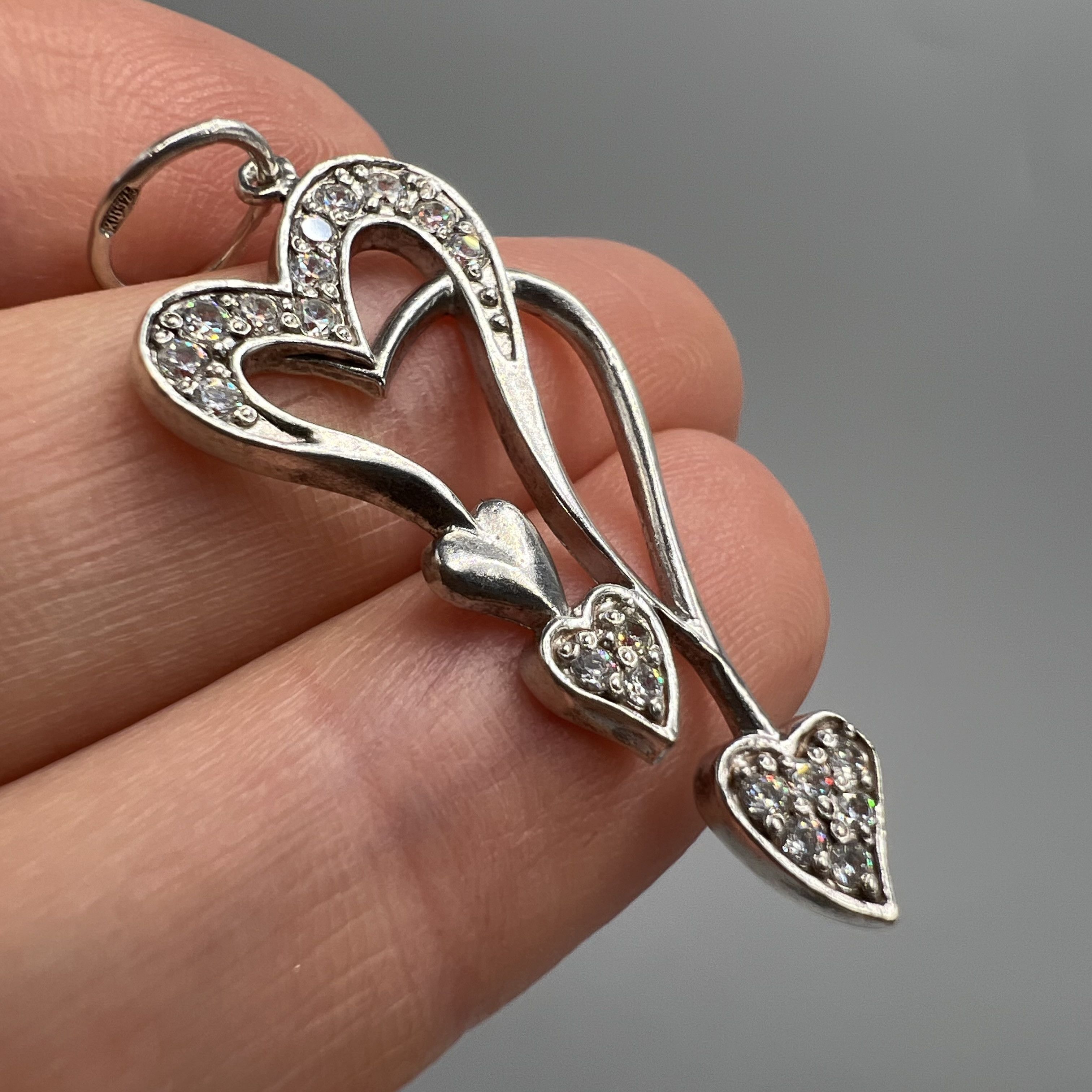 Sterling Silver Vintage Pendant Jewelry Sterling Silver 925 Heart 2.44gr Size ONE SIZE - 4 Thumbnail