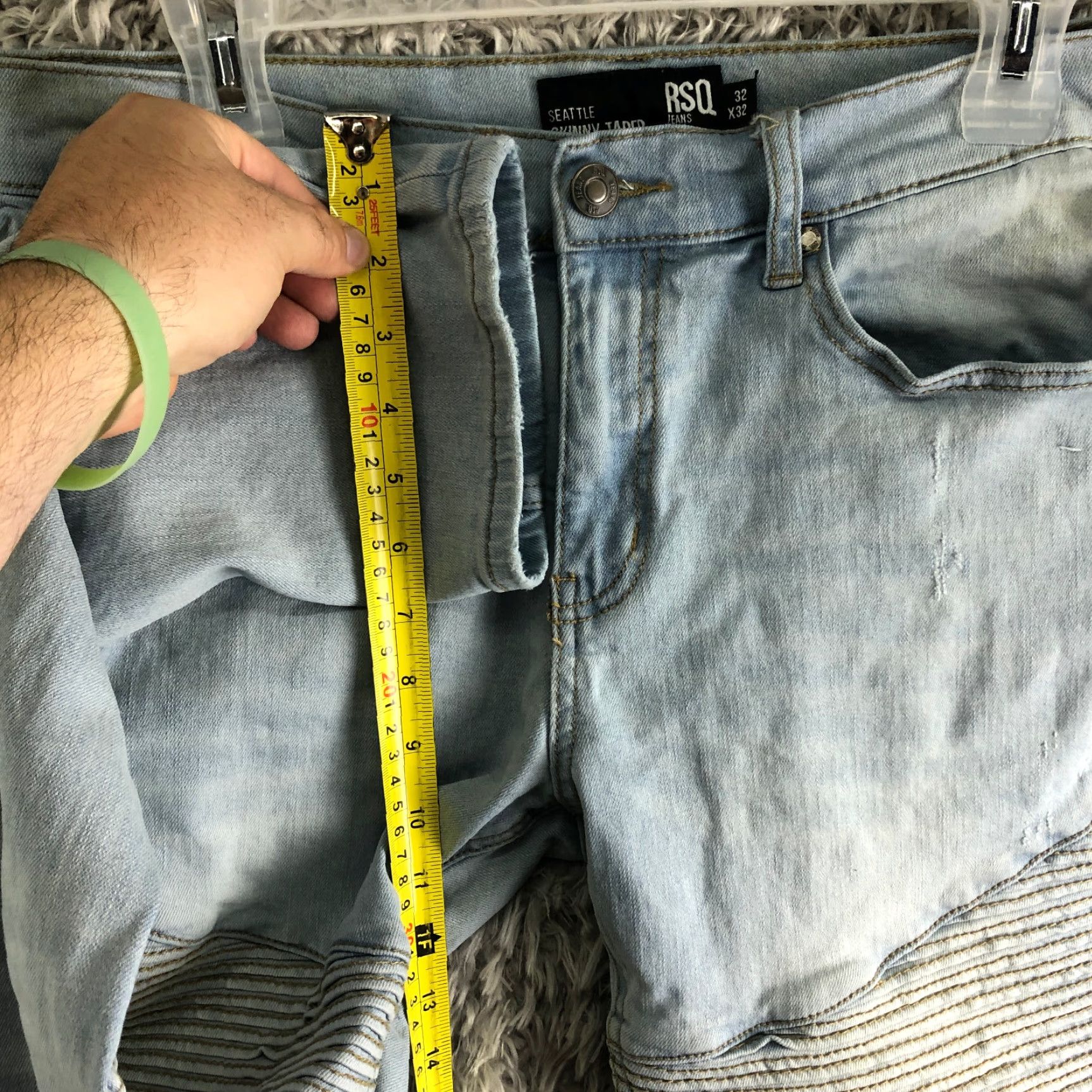 Rsq RSQ Jeans Seattle Skinny Taper Biker Style Mens 32x32 Mid Rise Medium Wash Denim Blue 32 Size US 32 / EU 48 - 4 Thumbnail