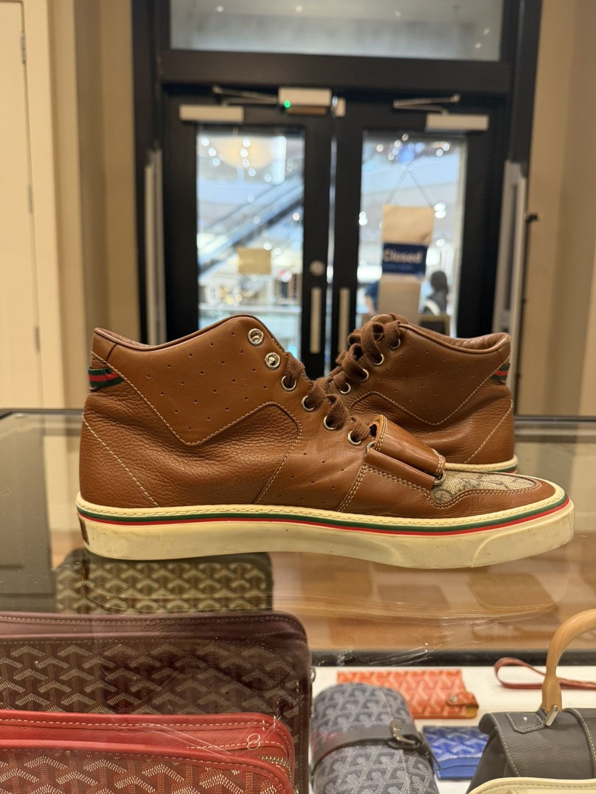 Gucci Gucci GG Monogram Leather High Top - Brown Size US 7 / EU 40 - 3 Thumbnail