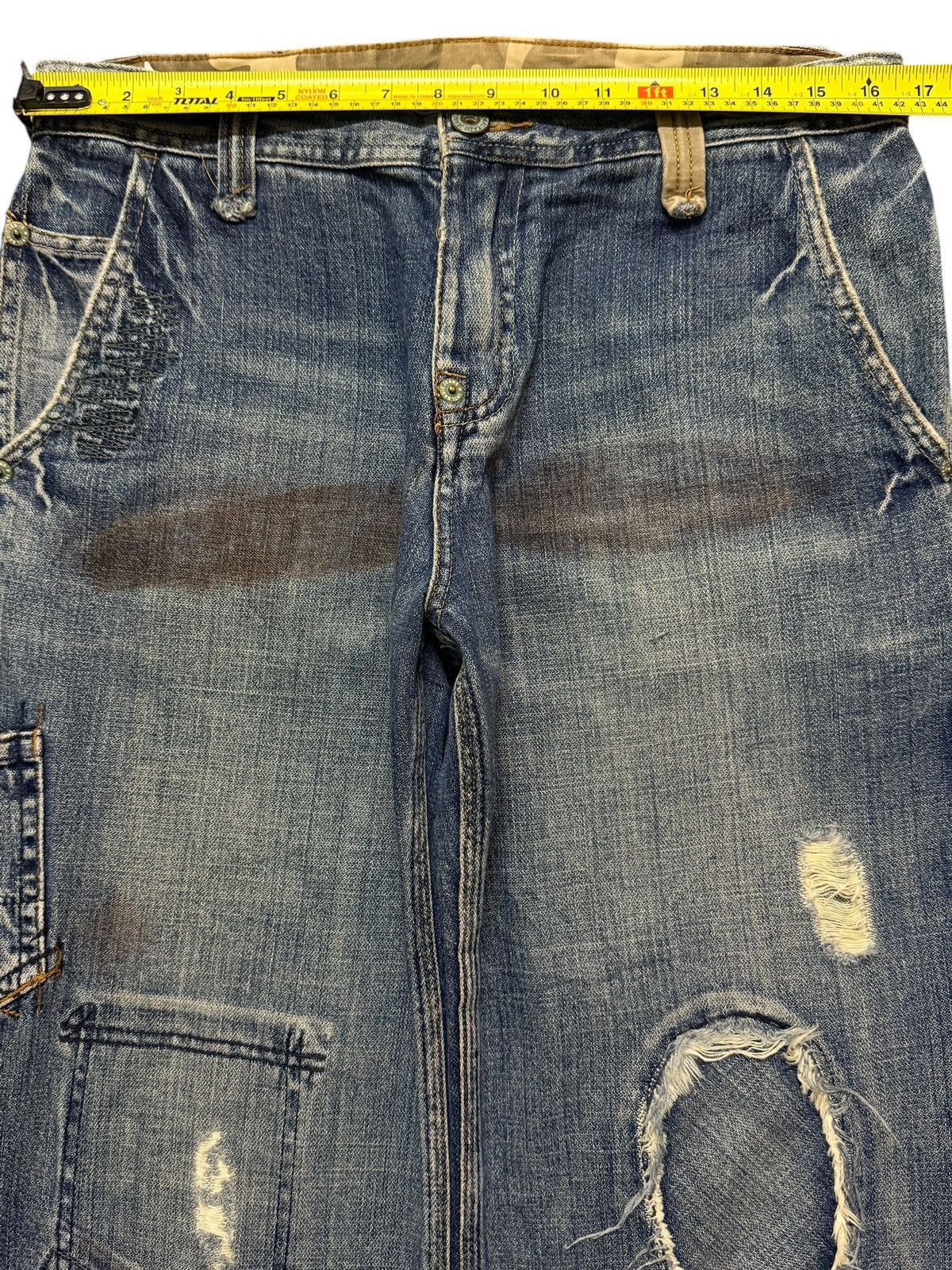 Kapital Vintage Y2K Japanese Brand Faded Wash Distress Patch Baggy Size US 32 / EU 48 - 8 Thumbnail
