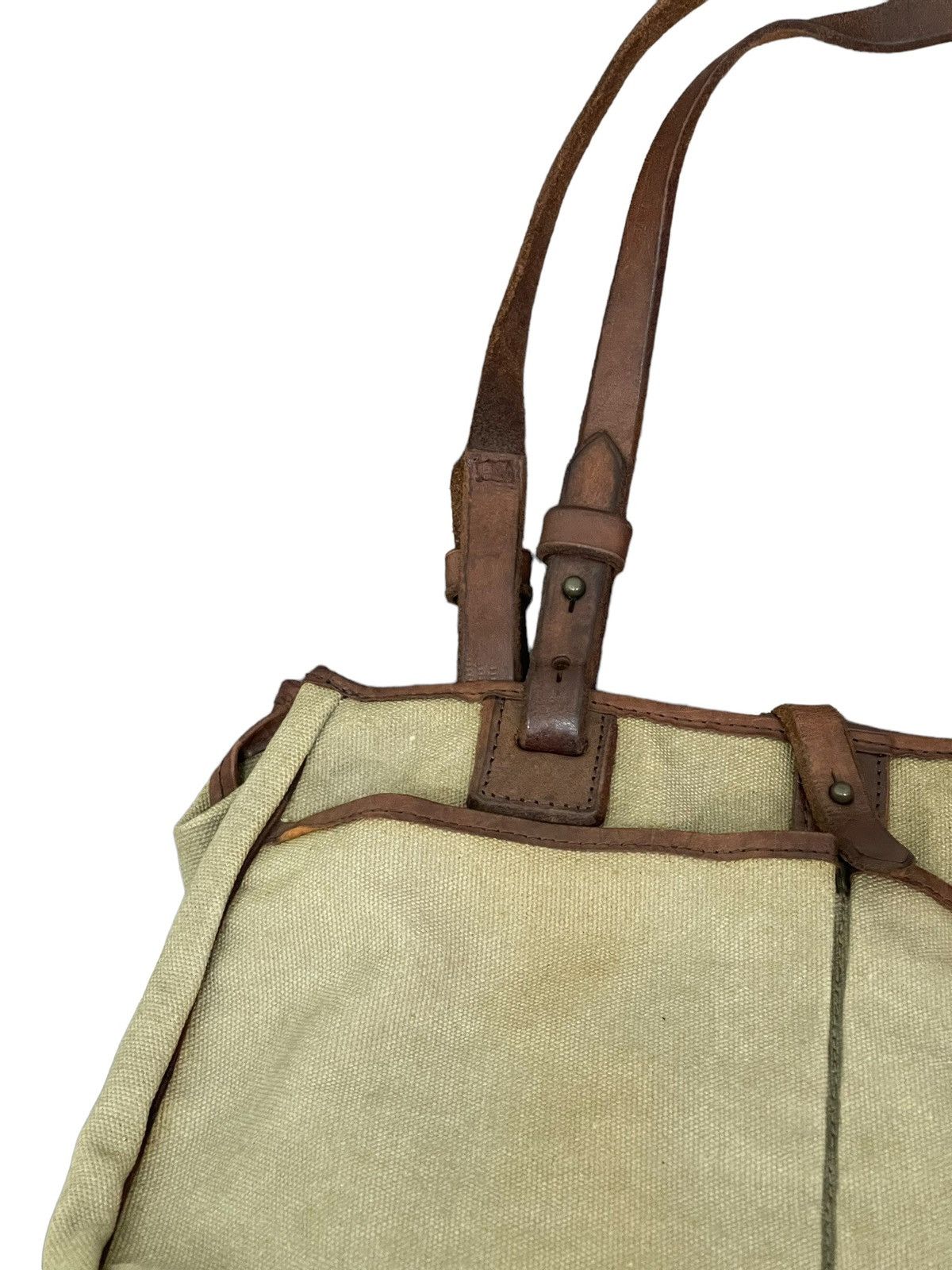 Japanese Brand Leather Cotton Canvas Paquet Shoulder Bag 4🟩 Size ONE SIZE - 11 Thumbnail