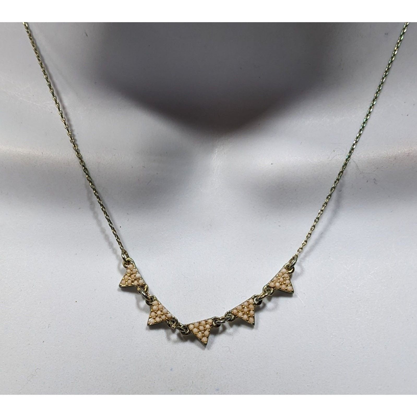 Other Dainty Five Triangle Pendant Necklace With Cream Beaded Acce Size ONE SIZE - 5 Thumbnail