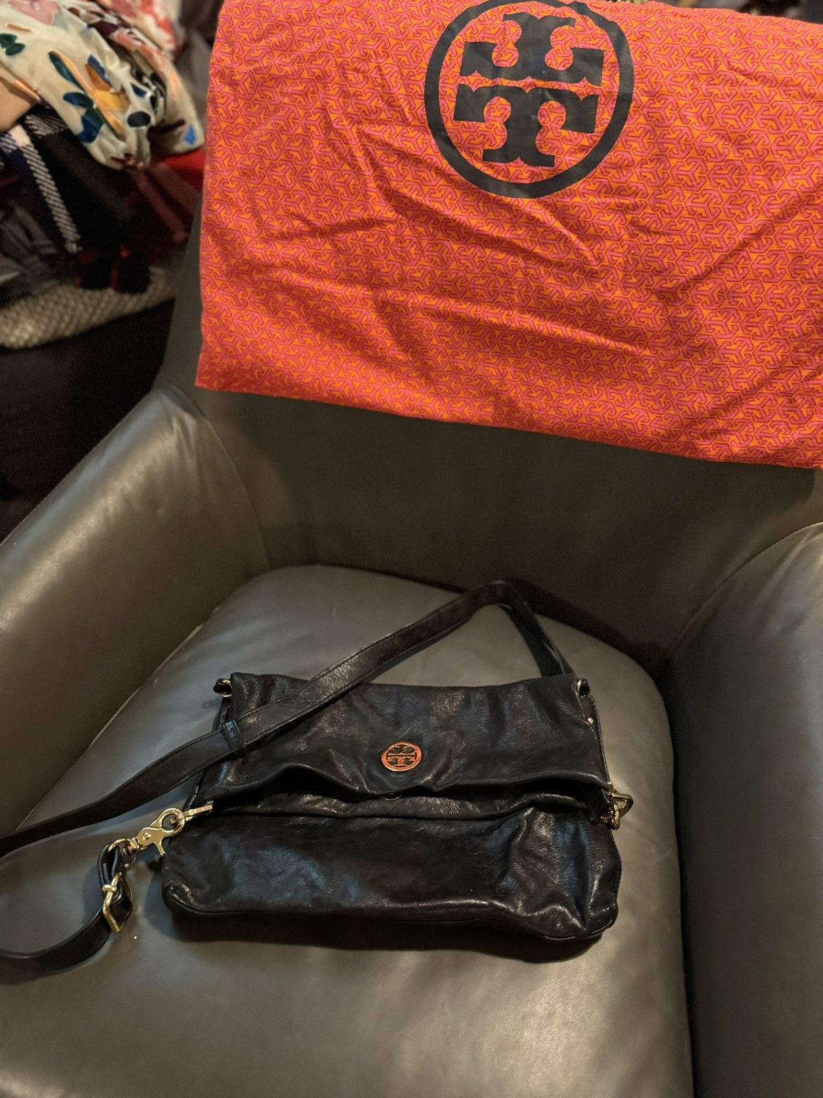 Tory Burch Tory Burch Black Fold-Over Leather Crossbody Bag Size ONE SIZE - 2 Thumbnail