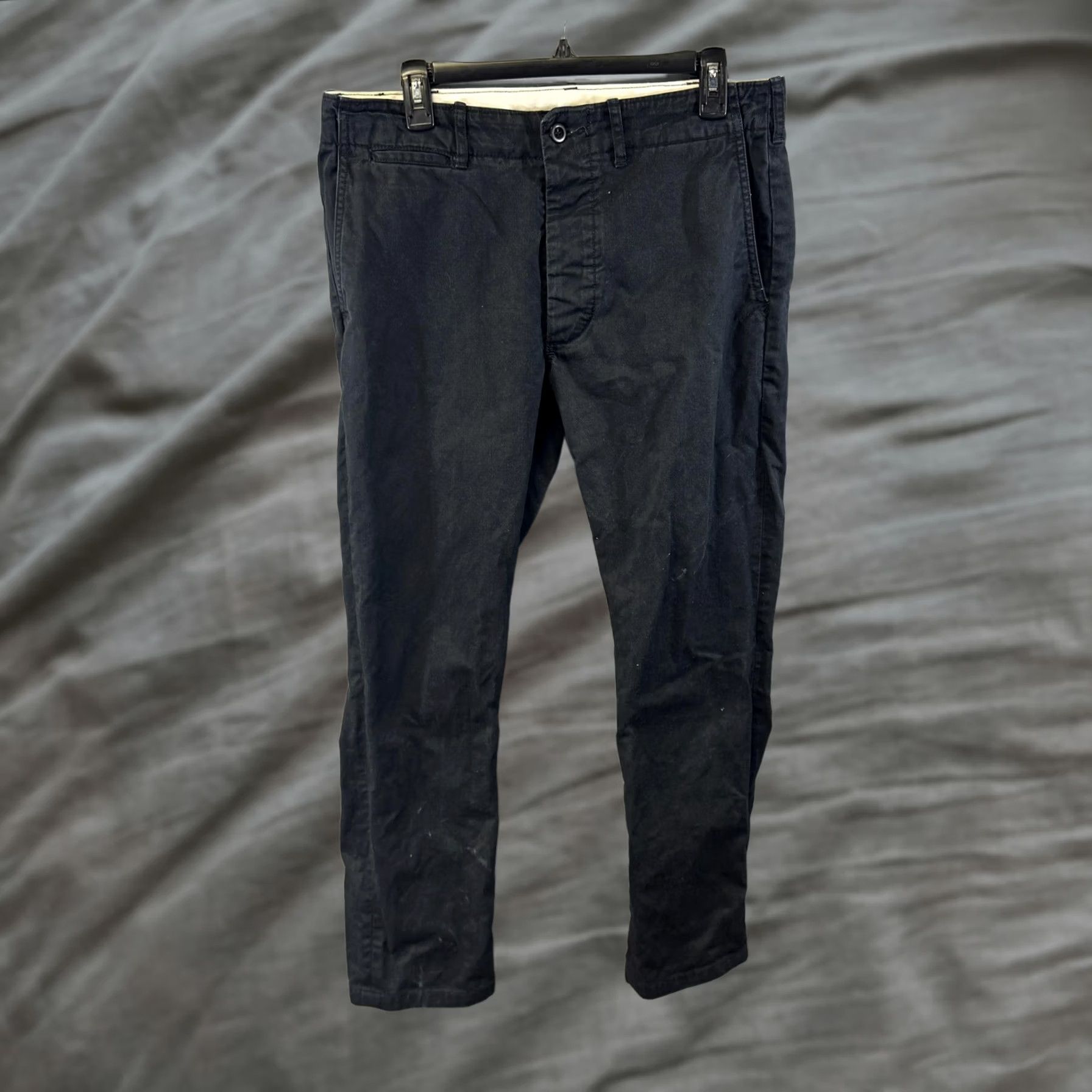 Buck Mason Buck Mason Pants Mens 31 Black Maverick Slim Officer Chino Button Fly Twill Size US 31 - 1 Thumbnail