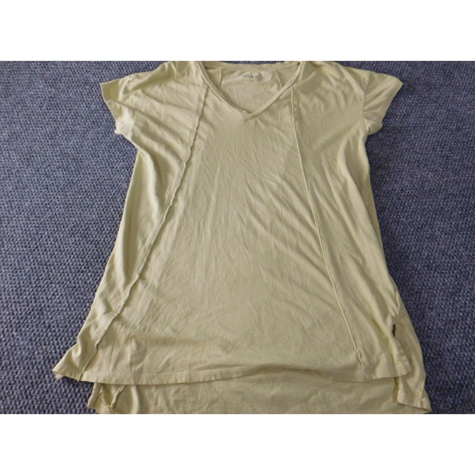Vintage Wonderly Blouse Shirt Womens S Yellow Short Sleeve Crew Neck Pullover Stretch Cotton Modal Rayon Casual Basic Classic Size S / US 4 / IT 40 - 3 Thumbnail