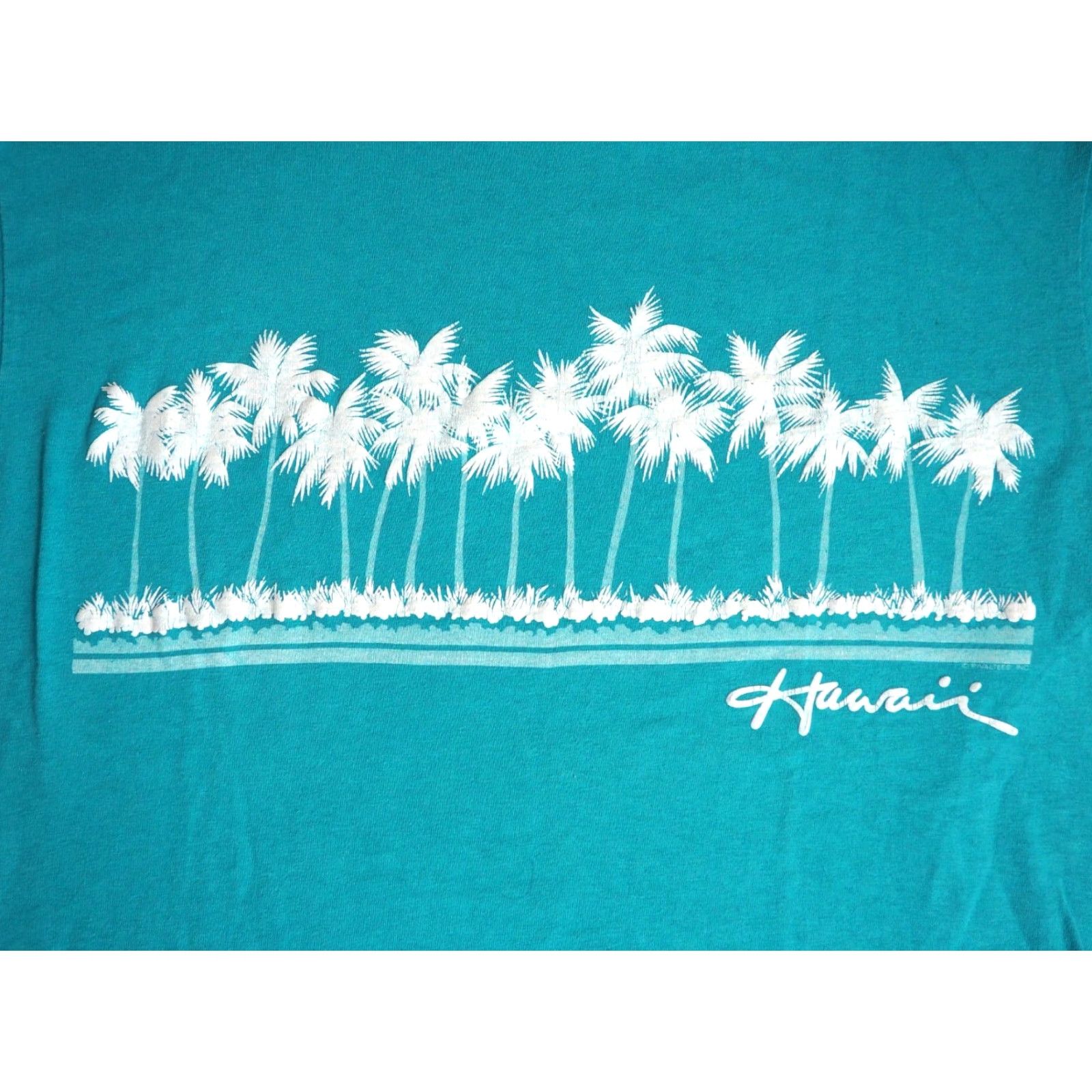 Hanes VINTAGE Hanes T-Shirt Hawaii Palm Blue 90s 80s USA Made Surf Tee Mens L Size US L / EU 52-54 / 3 - 4 Thumbnail