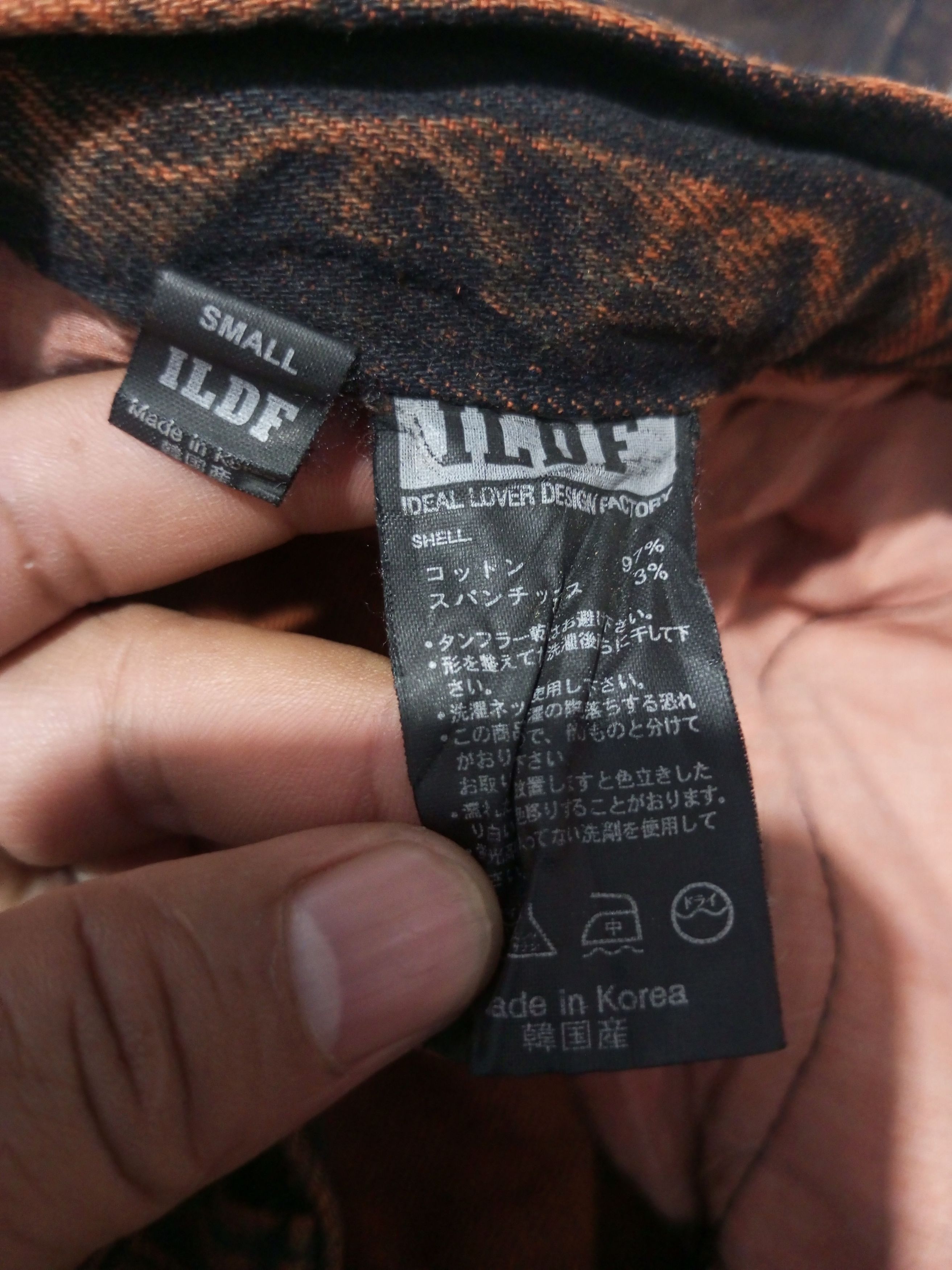 20471120 Vintage ildf black orange washed distressed denim Size US 27 - 17 Thumbnail