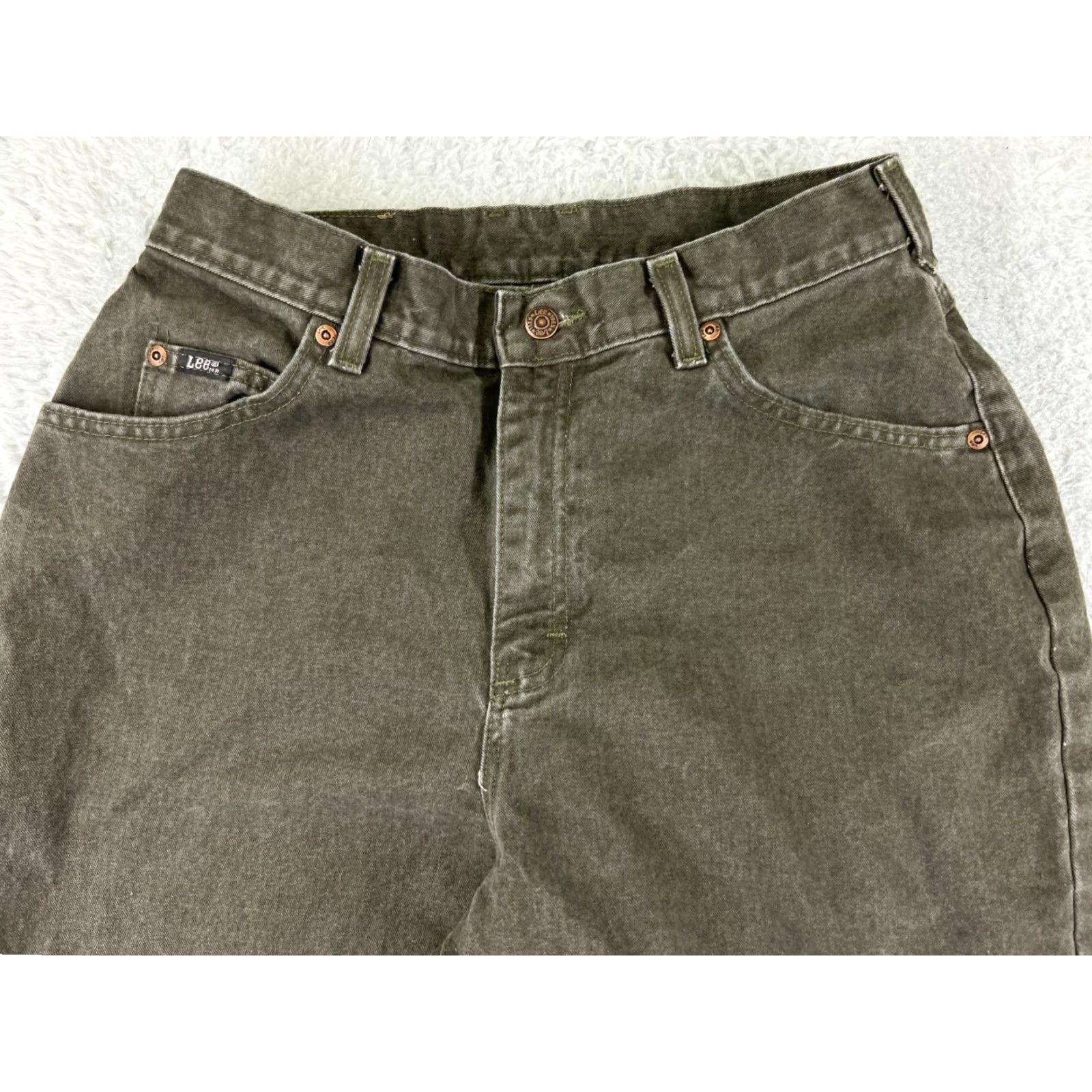 Lee VINTAGE Lee Jeans Womens 12 Green High Rise Mom 26x31 100% Cotton Distressed Denim Size 34" / US 12 / IT 48 - 4 Thumbnail