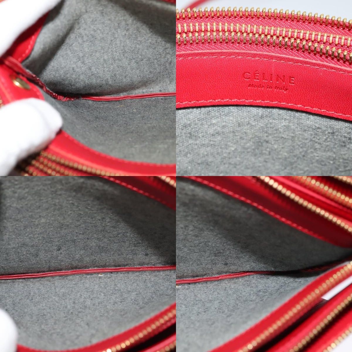 Celine CELINE Trio Small Shoulder Bag Leather Red Gold Size ONE SIZE - 12 Thumbnail