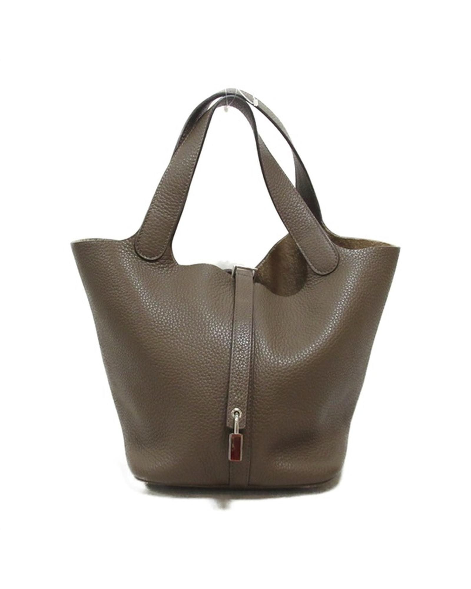 image of Hermes Brown Leather Picotin Lock Bag - Small, Women's