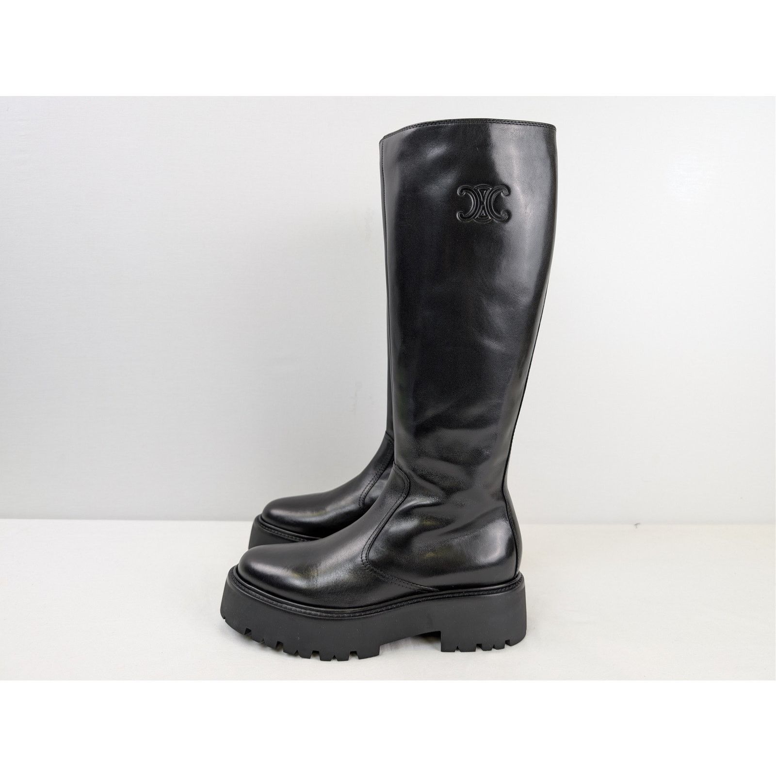 Celine o1rshd1 Bulky Zipped Boots leather with Triomphe signature Size US 9 / IT 39 - 11 Thumbnail