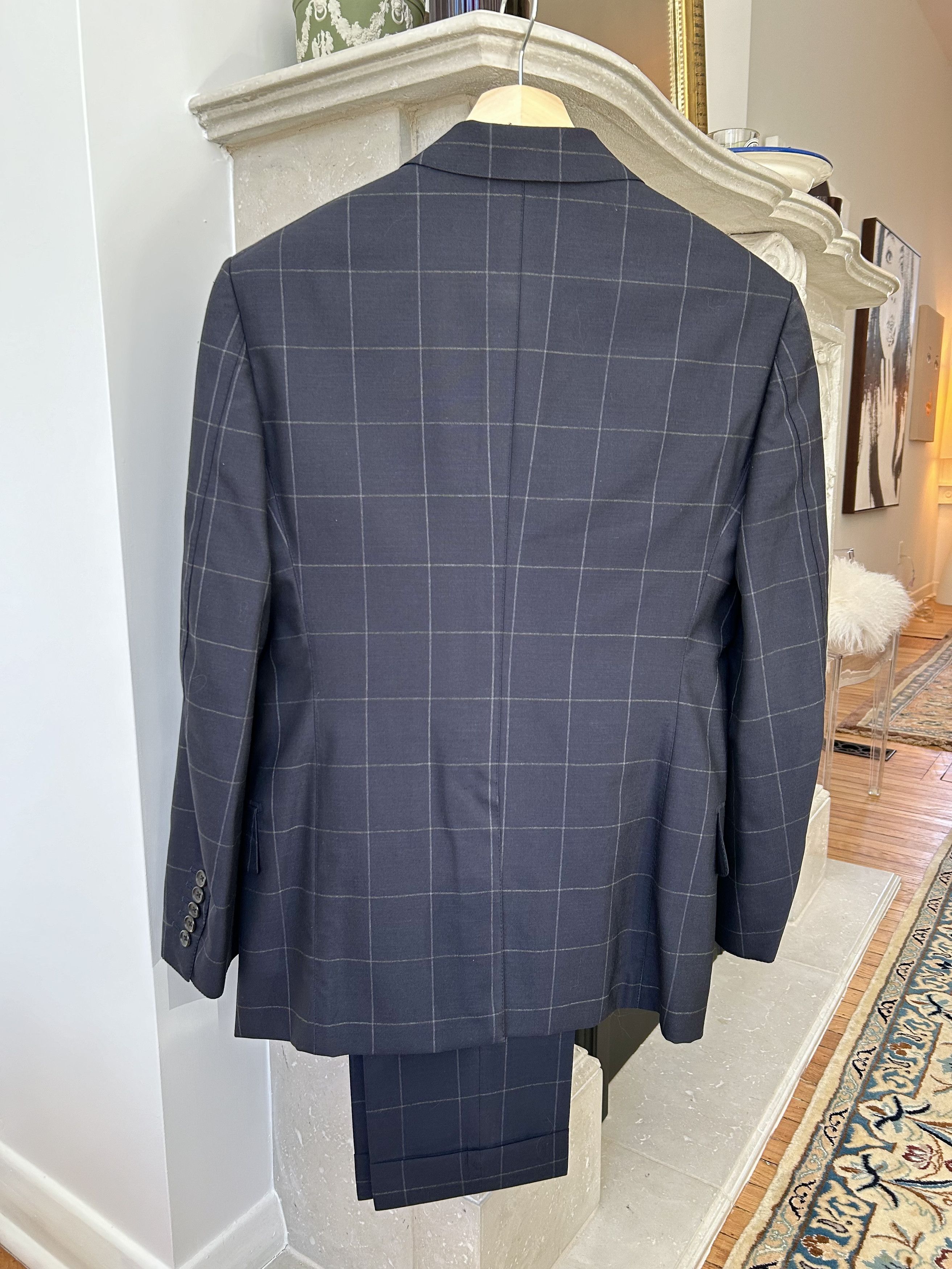Tom Ford Tom Ford Navy Blue Windowpane Spencer 3-Piece Suit Size 36R Size 36R - 4 Thumbnail