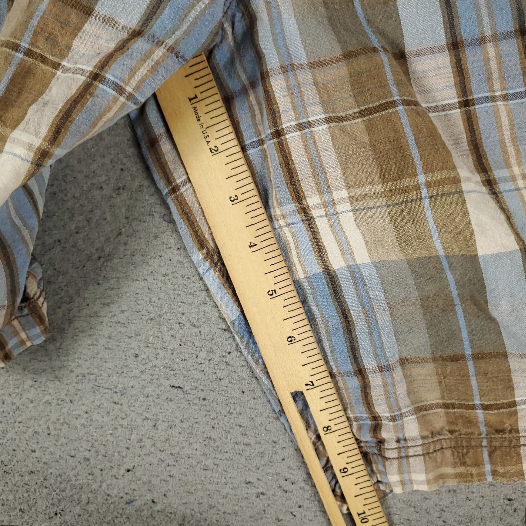 Tommy Bahama VINTAGE Tommy Bahama Men's Shorts Size 33 Linen Plaid Flat Front Chino Casual Summer Blue Size US 33 - 6 Thumbnail