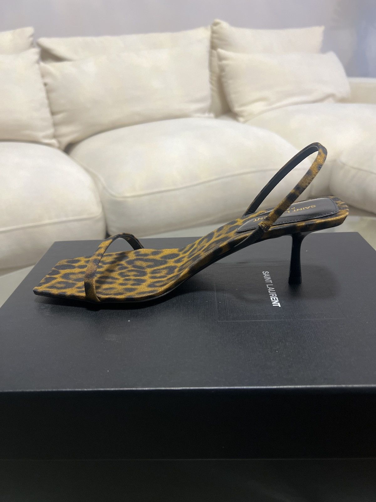 Yves Saint Laurent Leopard print open toe Slingback heel Size US 6.5 / IT 36.5 - 8 Thumbnail