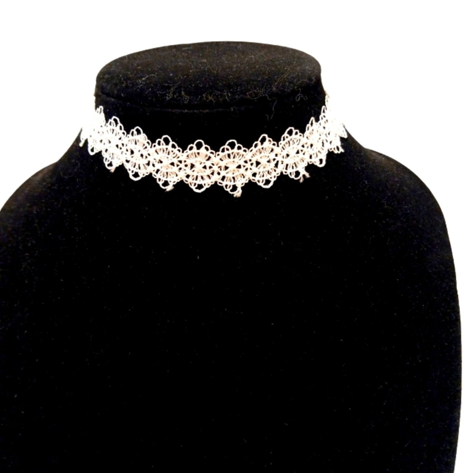 Other Eyelet Lace Choker Necklace WHITE Wedding Bridal Romantic Size ONE SIZE - 1 Thumbnail