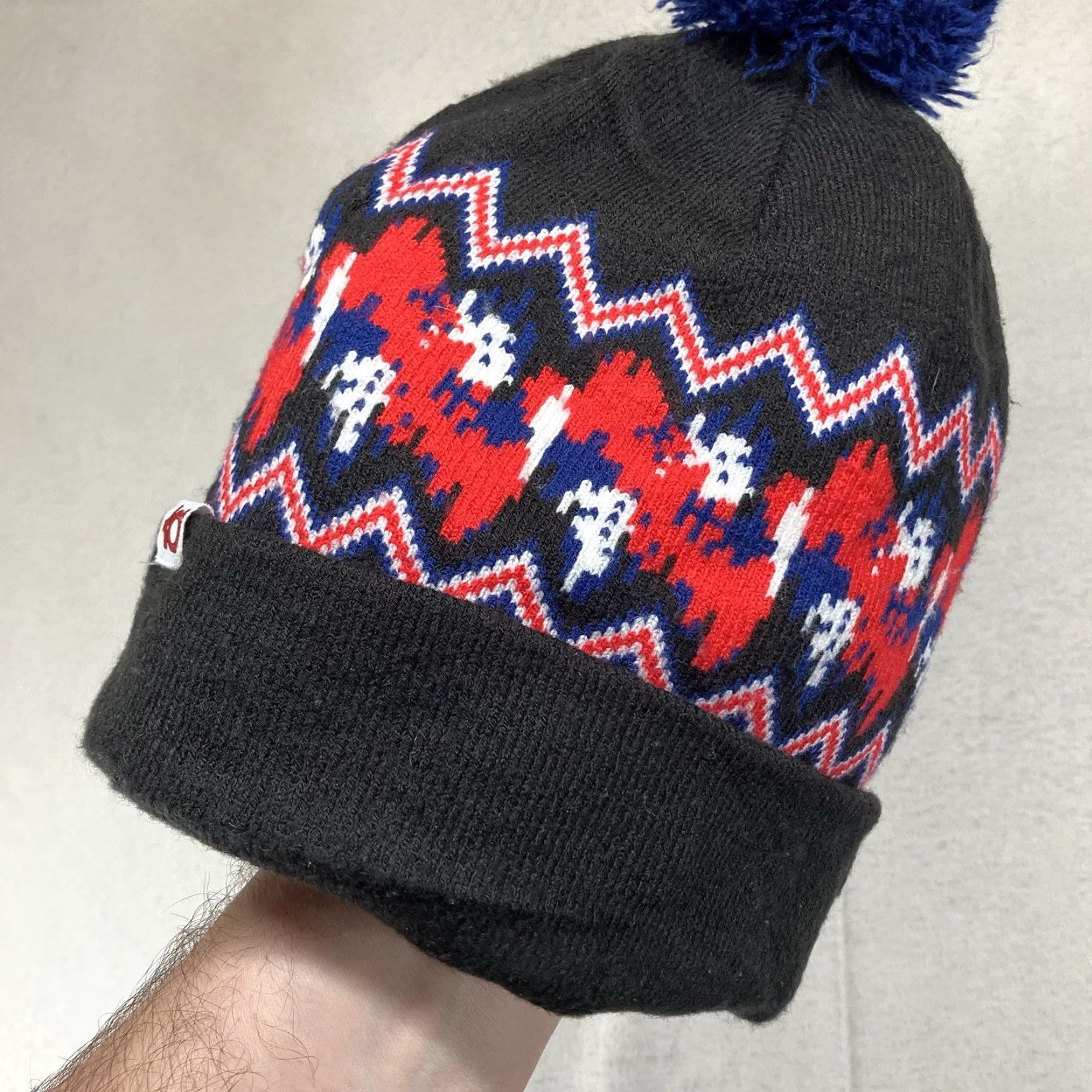 Nike VINTAGE Nike Winter Knit Beanie Cuffed Pom Hat Black Blue White Red Kevin Durant Y2K Beanie Men's Women’s One Size Knit Acrylic Size ONE SIZE - 5 Thumbnail