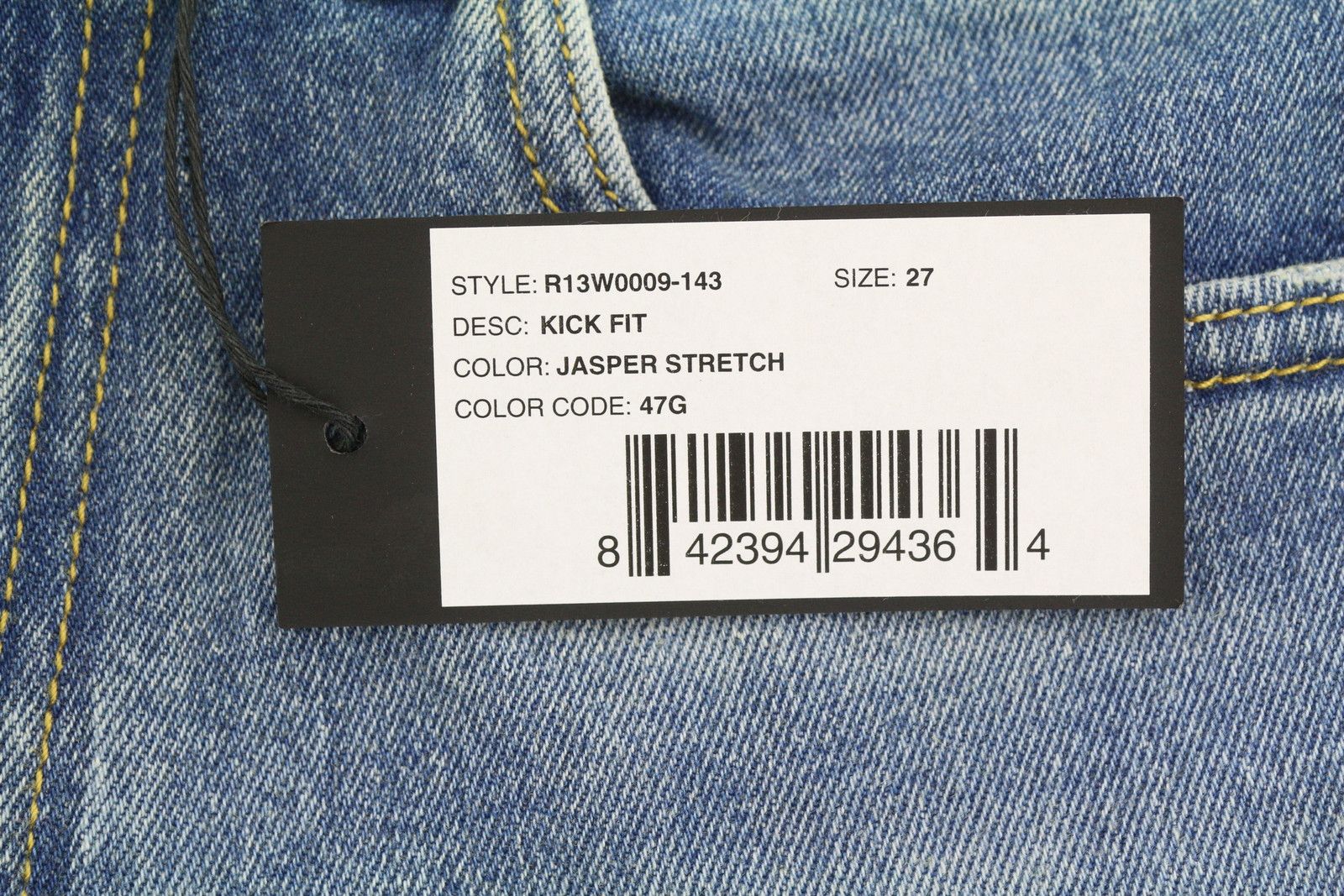 R13 KICK FIT 27 Jasper Stretch Cropped Blue Jeans 90044 Size 27" / US 4 / IT 40 - 8 Thumbnail