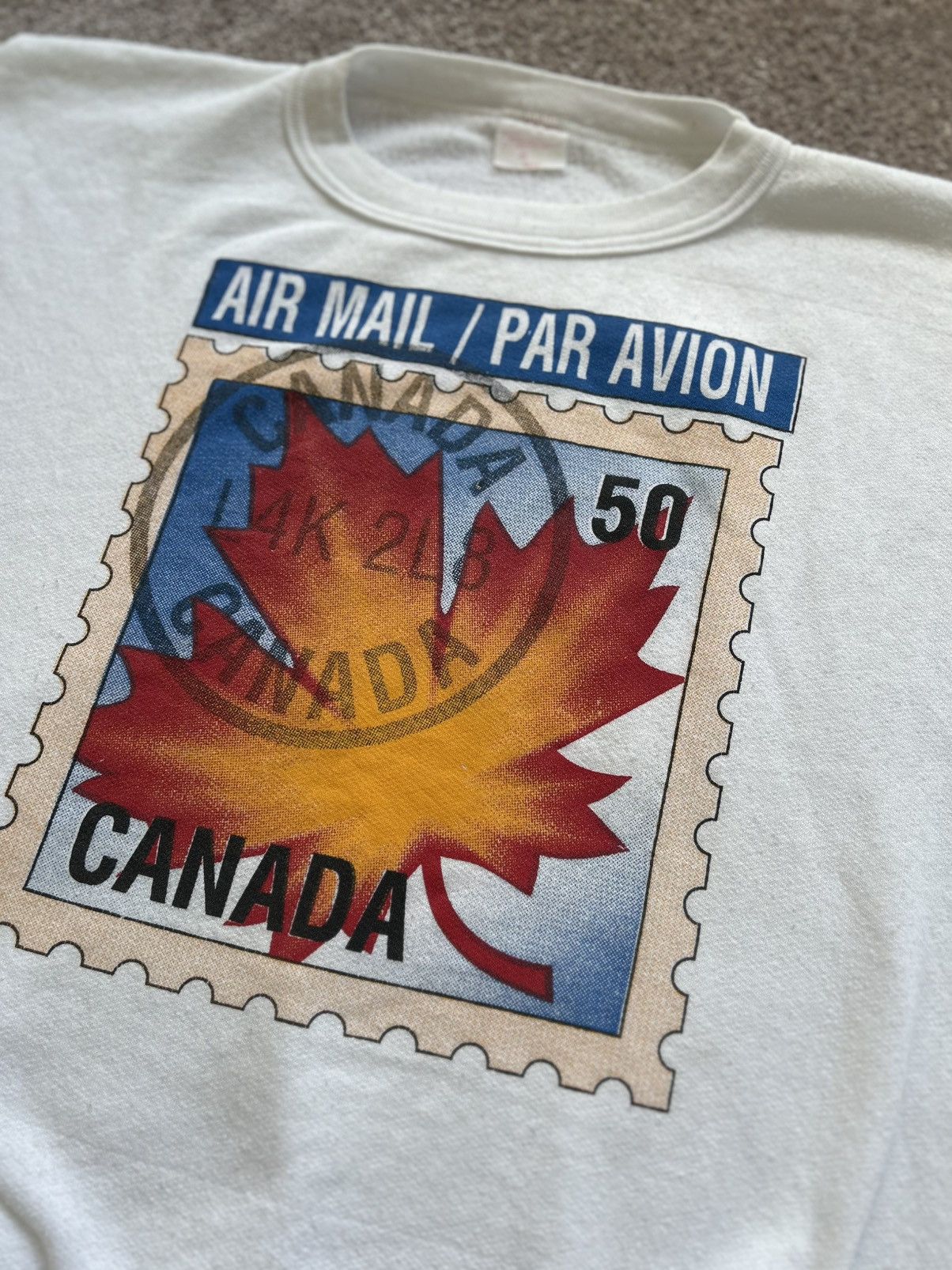 Vintage Vintage 90s Canadian Mail Stamp Sweater Size US M / EU 48-50 / 2 - 4 Thumbnail