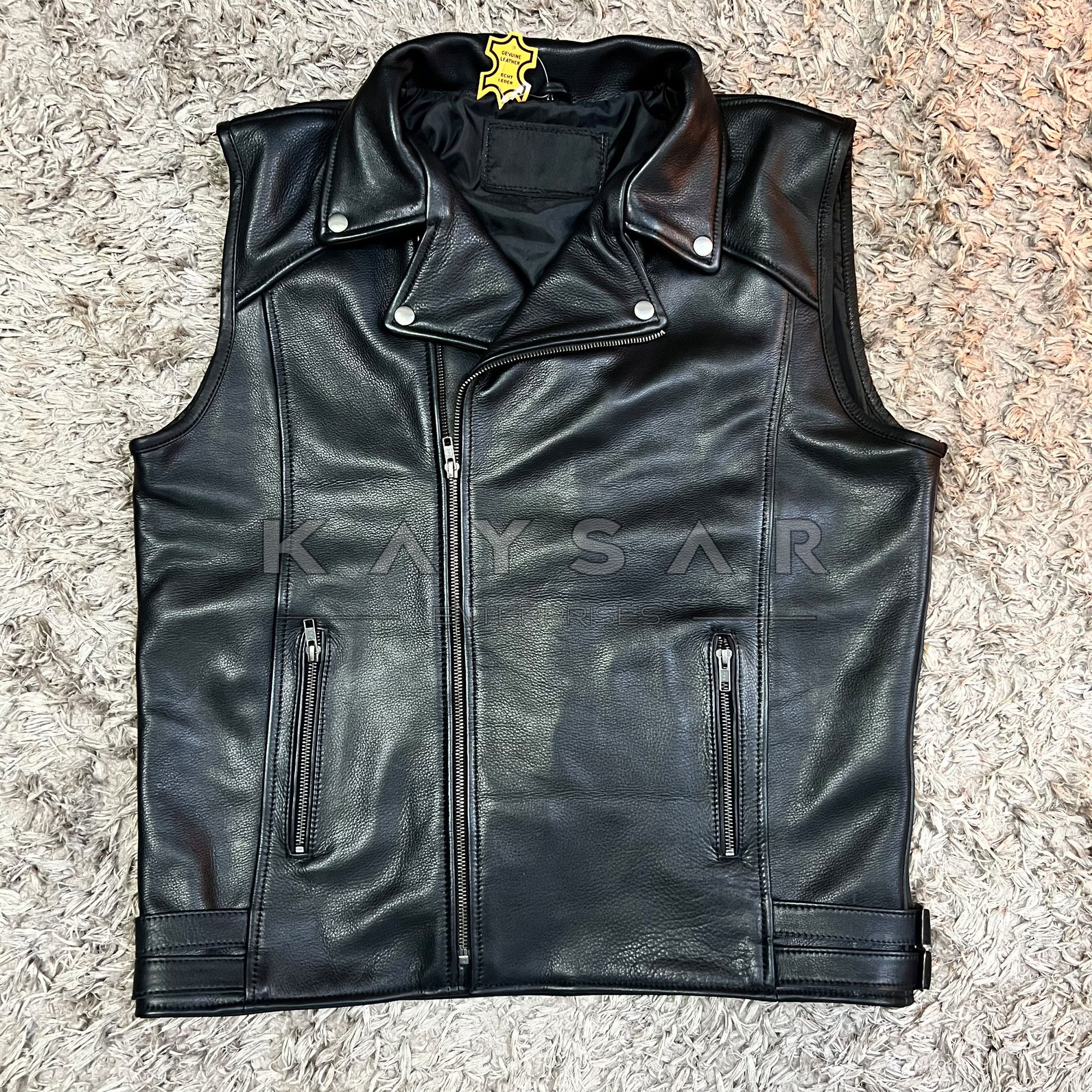 Mens Leather Vest - Can be used as Touring Biker vest