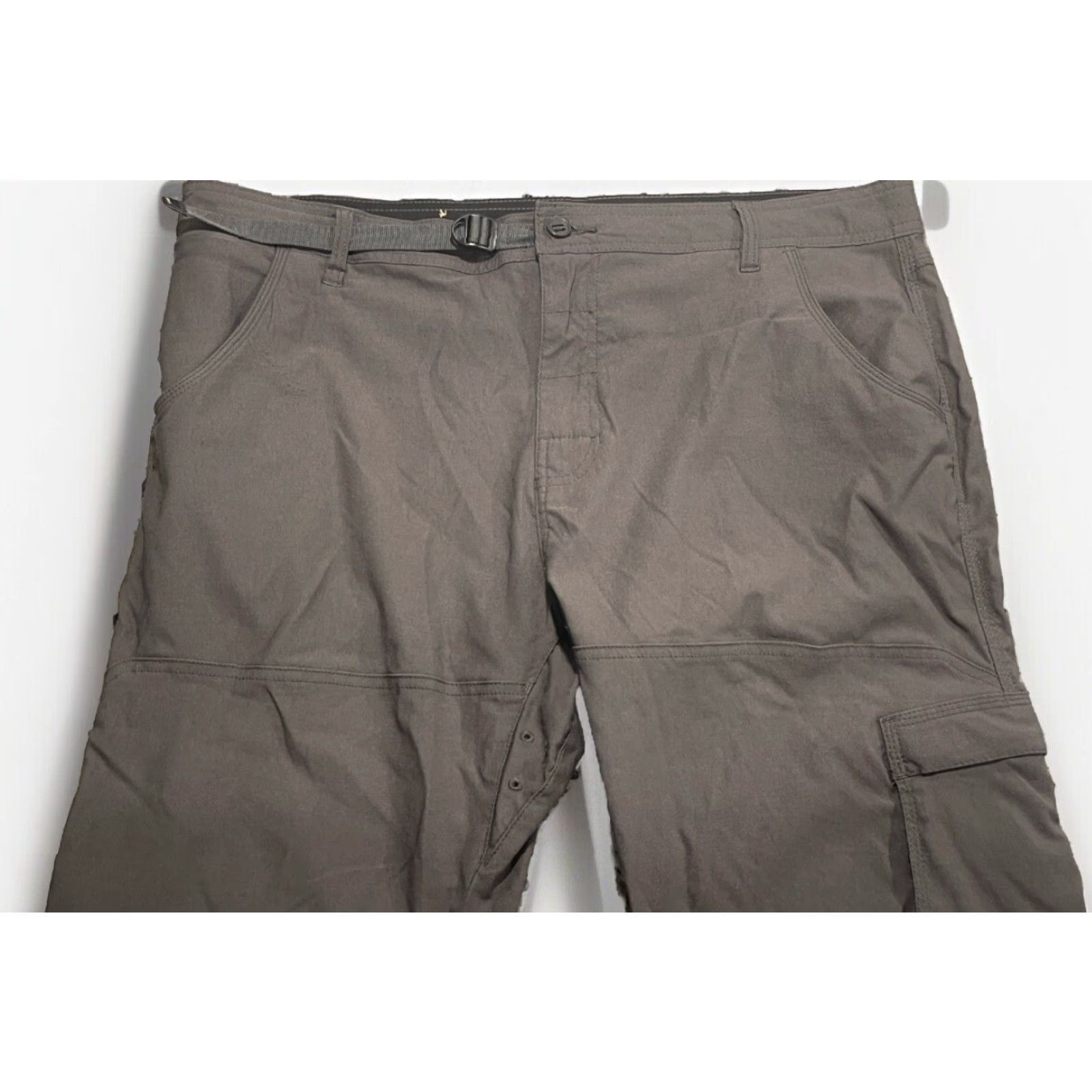 Prana prAna Pants Mens 40x29 Gray Stretch Zion Belted Cargo Roll Up Relaxed Fit Size US 40 / EU 56 - 2 Thumbnail