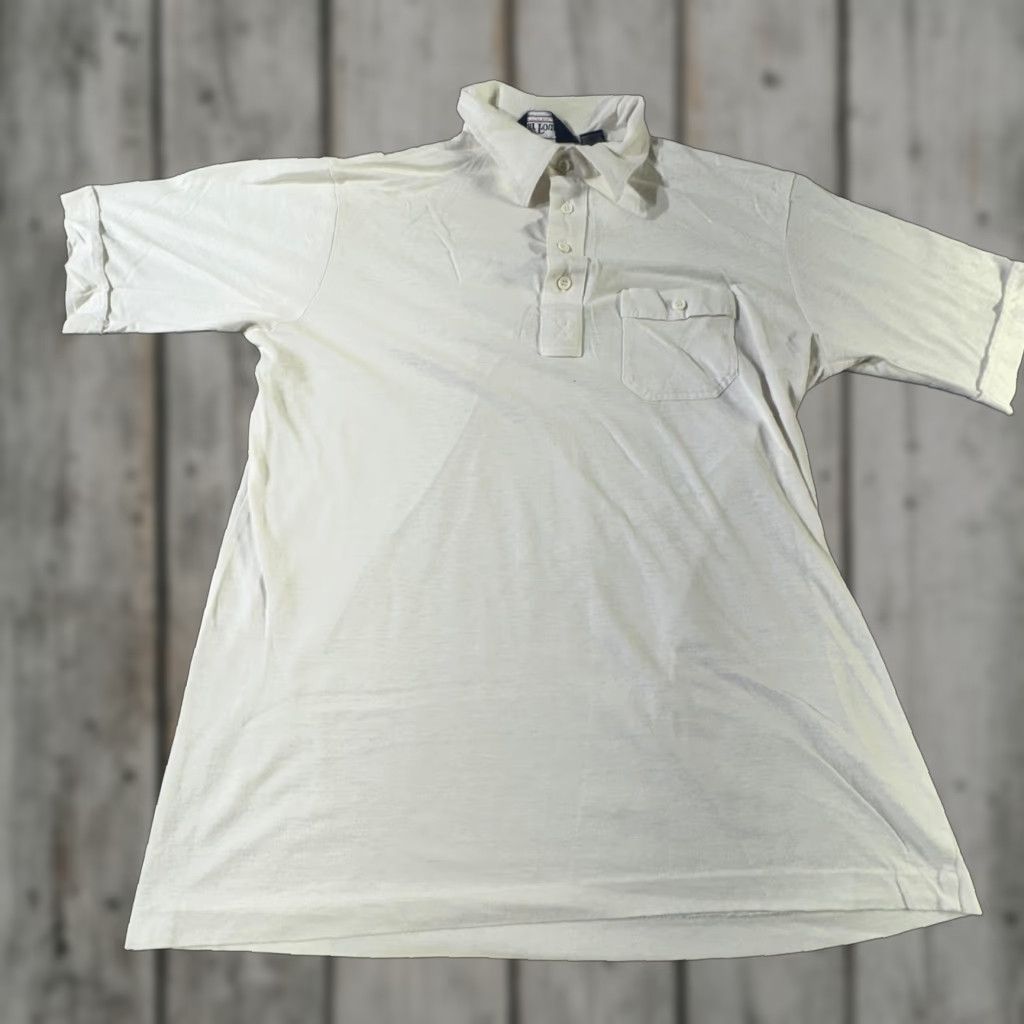 Vintage VINTAGE Par Four Polo Shirt Mens L White Short Sleeve Golf Pocket Button Sportswear Size US L / EU 52-54 / 3 - 1 Thumbnail