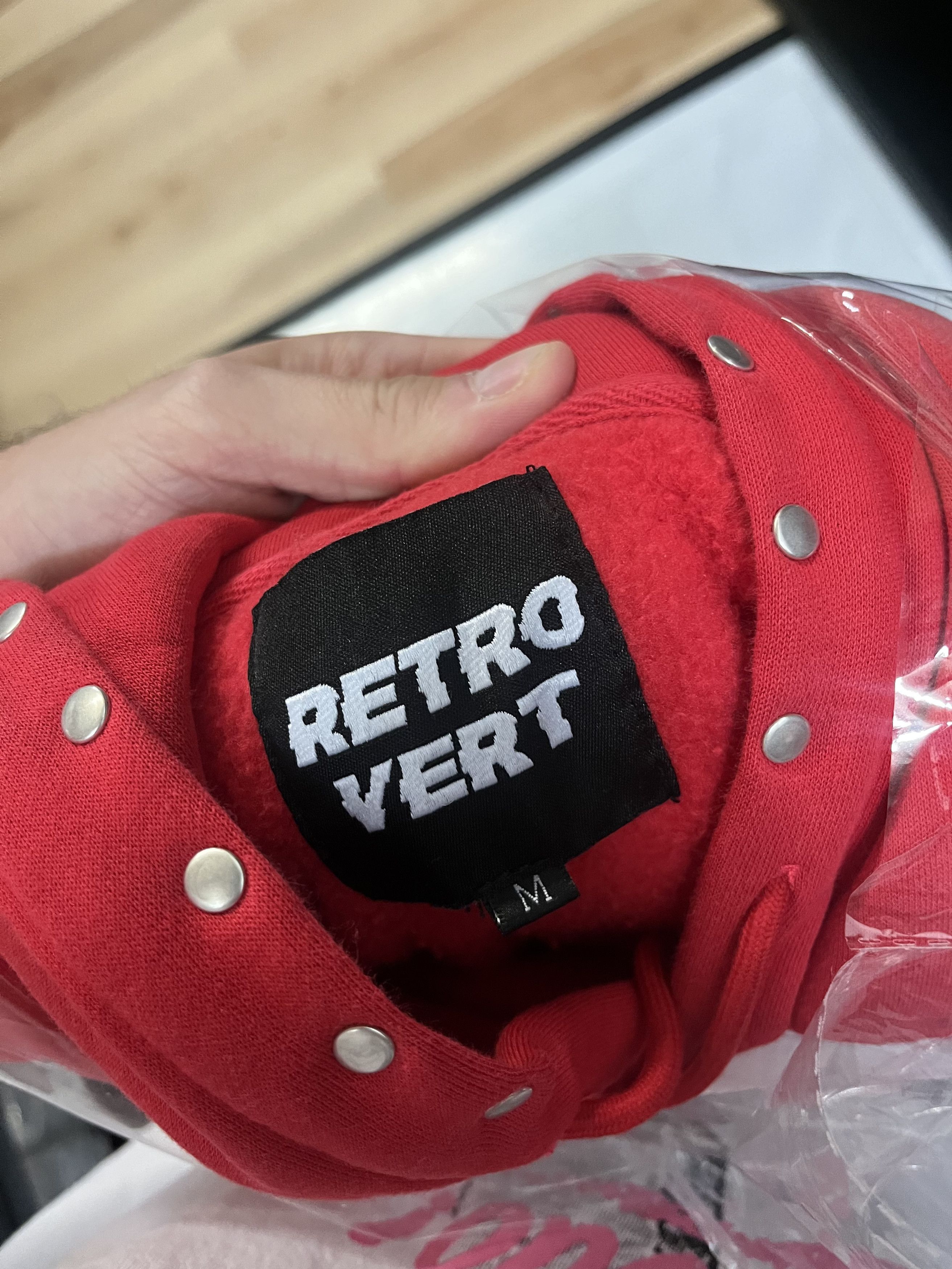 RETROVERT Red Studded Destruction Hoodie Size US M / EU 48-50 / 2 - 2 Thumbnail