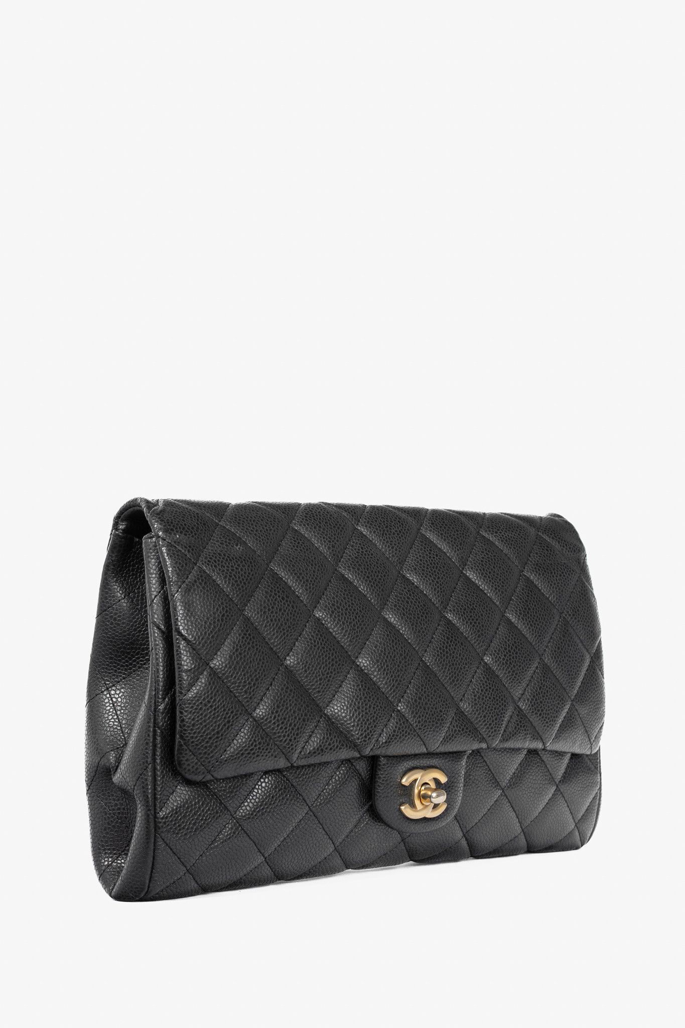 Chanel Chanel Anthracite Caviar-Leather Quilted Chain Flap Clutch Size ONE SIZE - 2 Thumbnail