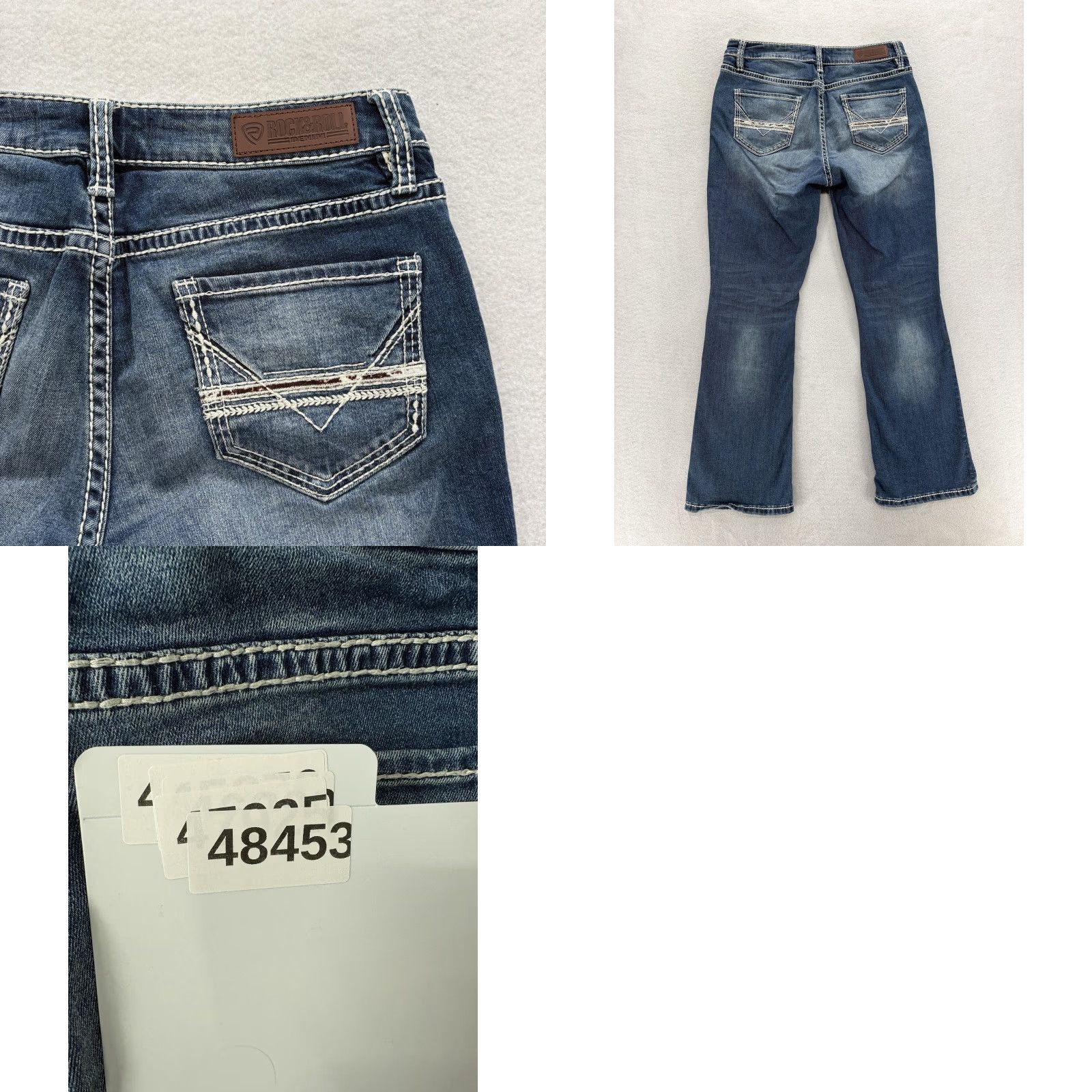 Denime Rock & Roll Denim Jeans Womens 27x30 Blue Mid Rise Bootcut Stretch 5-Pocket Embroidered Denim Riding Y2K Size 27" / US 4 / IT 40 - 9 Thumbnail