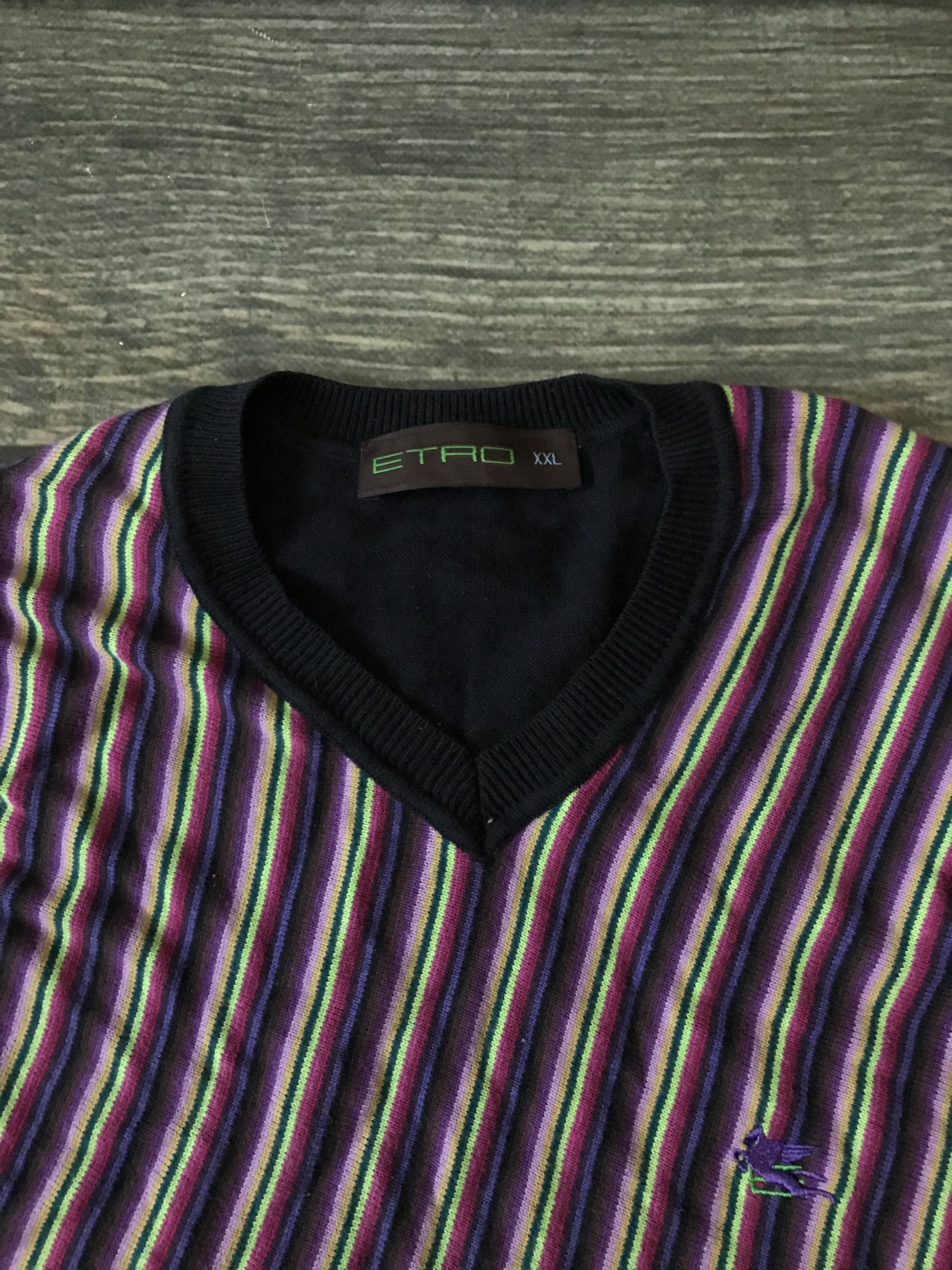 Etro Etro V Neck Striped Cotton Vintage Vest Size US L / EU 52-54 / 3 - 3 Thumbnail