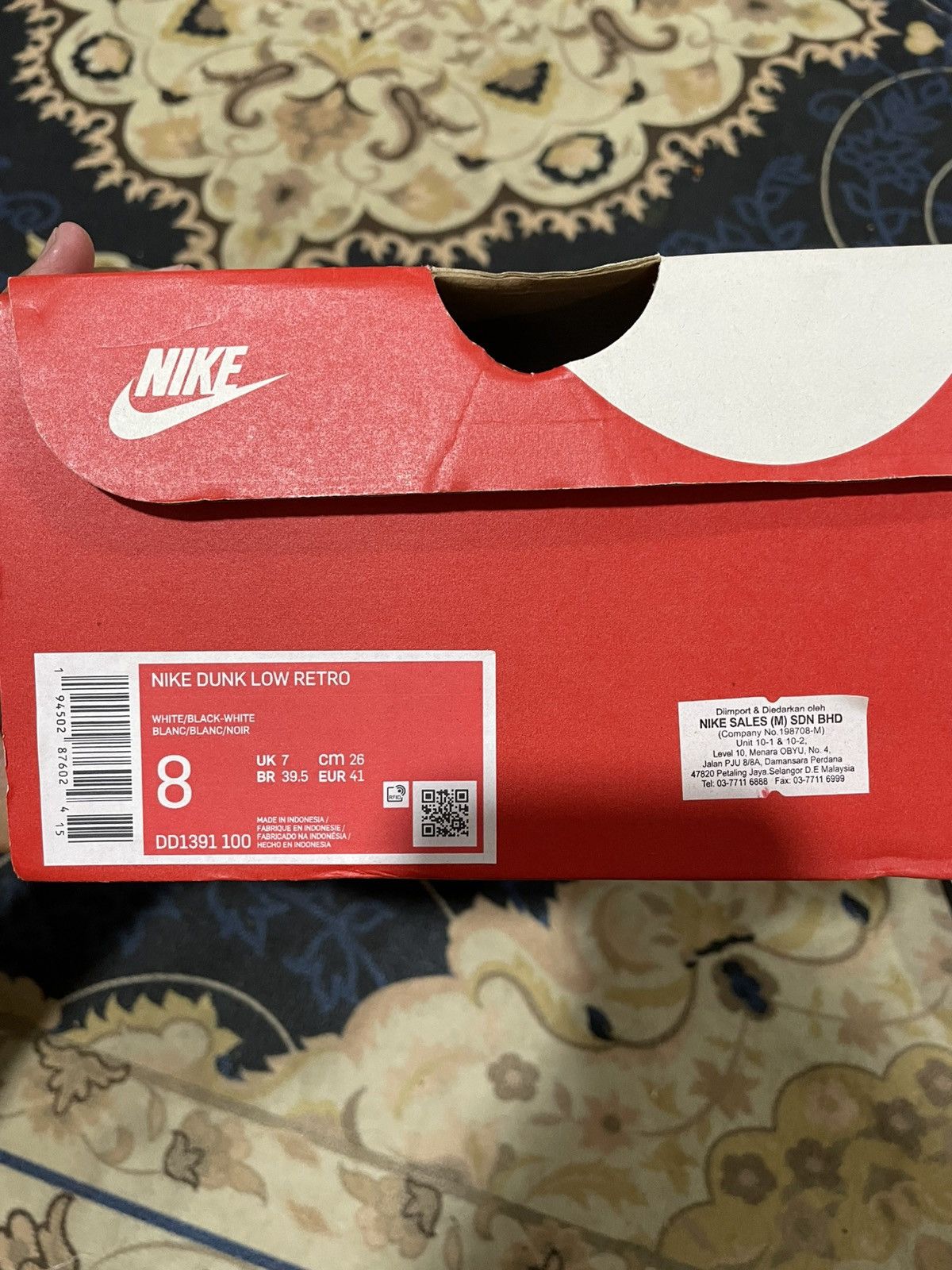 Nike Nike Dunk Low Retro ‘Panda’ Black White - Classic Size US 7 / EU 40 - 12 Thumbnail