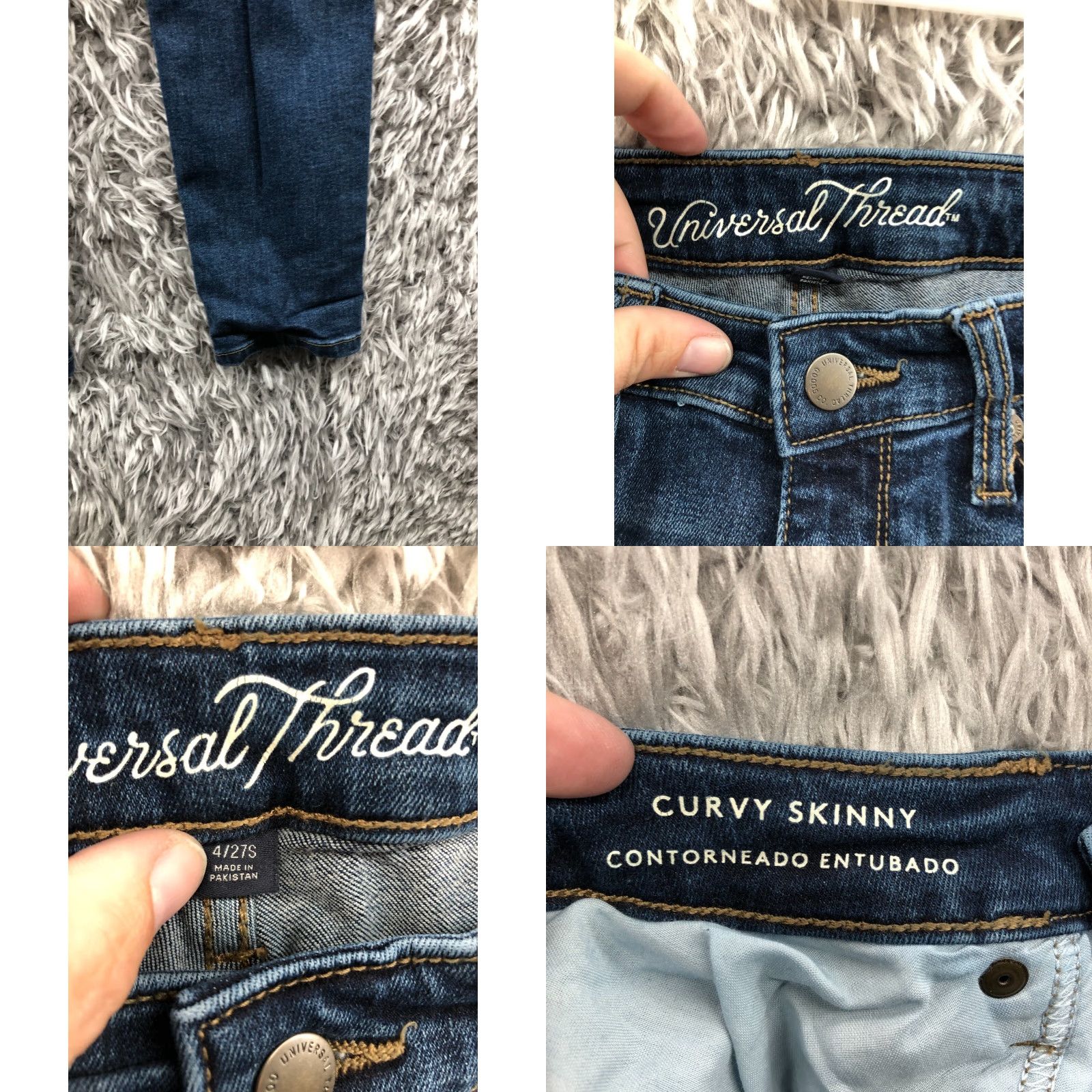 Vintage Universal Thread Curvy Skinny Jeans Womens Size 4 Mid Rise Dark Wash Blue Denim Size 27" / US 4 / IT 40 - 8 Thumbnail