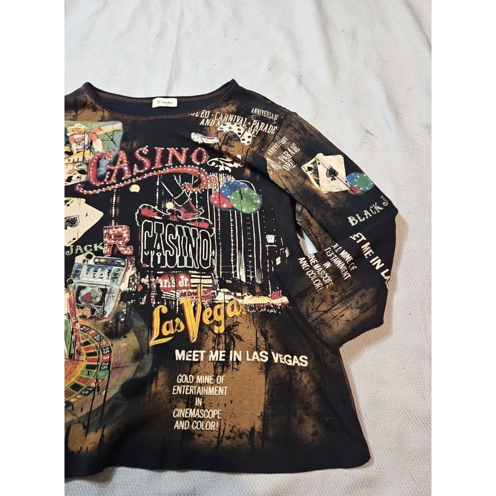 Vintage VINTAGE Cactus Shirt Womens 2XL Black 90s Las Vegas Graphic AOP Cropped Jeweled Shirt Size XXL / US 16-18 / IT 52-54 - 6 Thumbnail