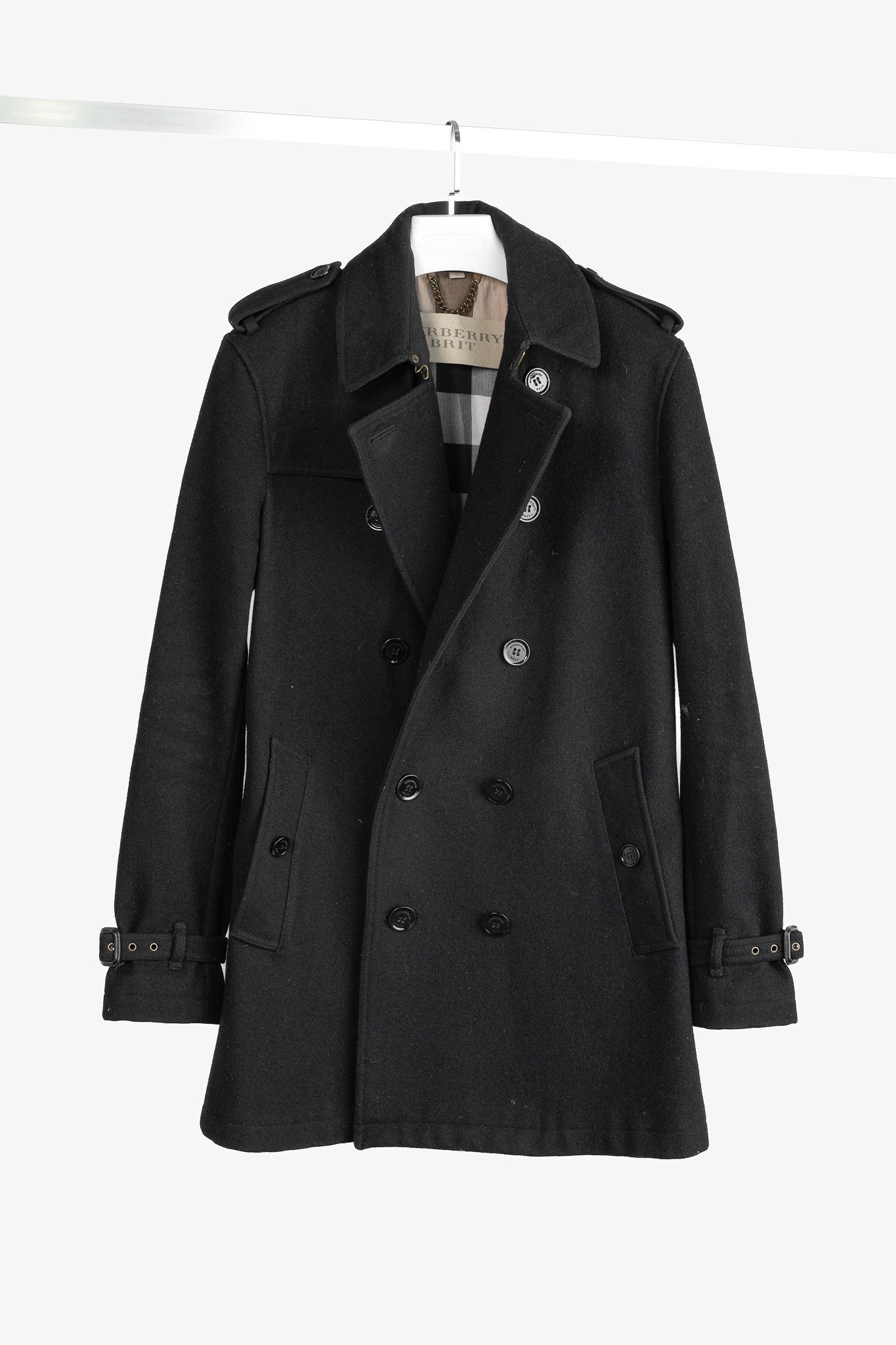 Burberry Burberry Black Wool-Blend Double-Breasted Pea Coat Size US M / EU 48-50 / 2 - 1 Thumbnail